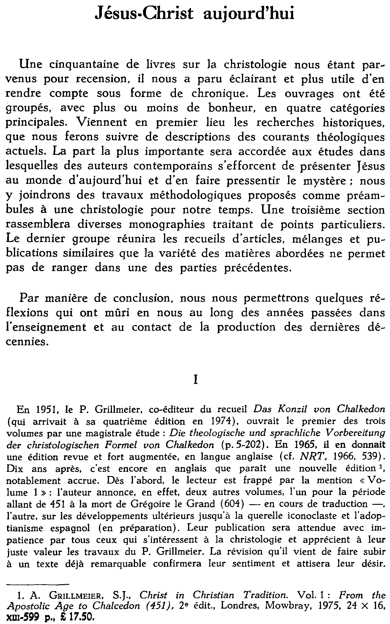 Jésus-Christ aujourd'hui
