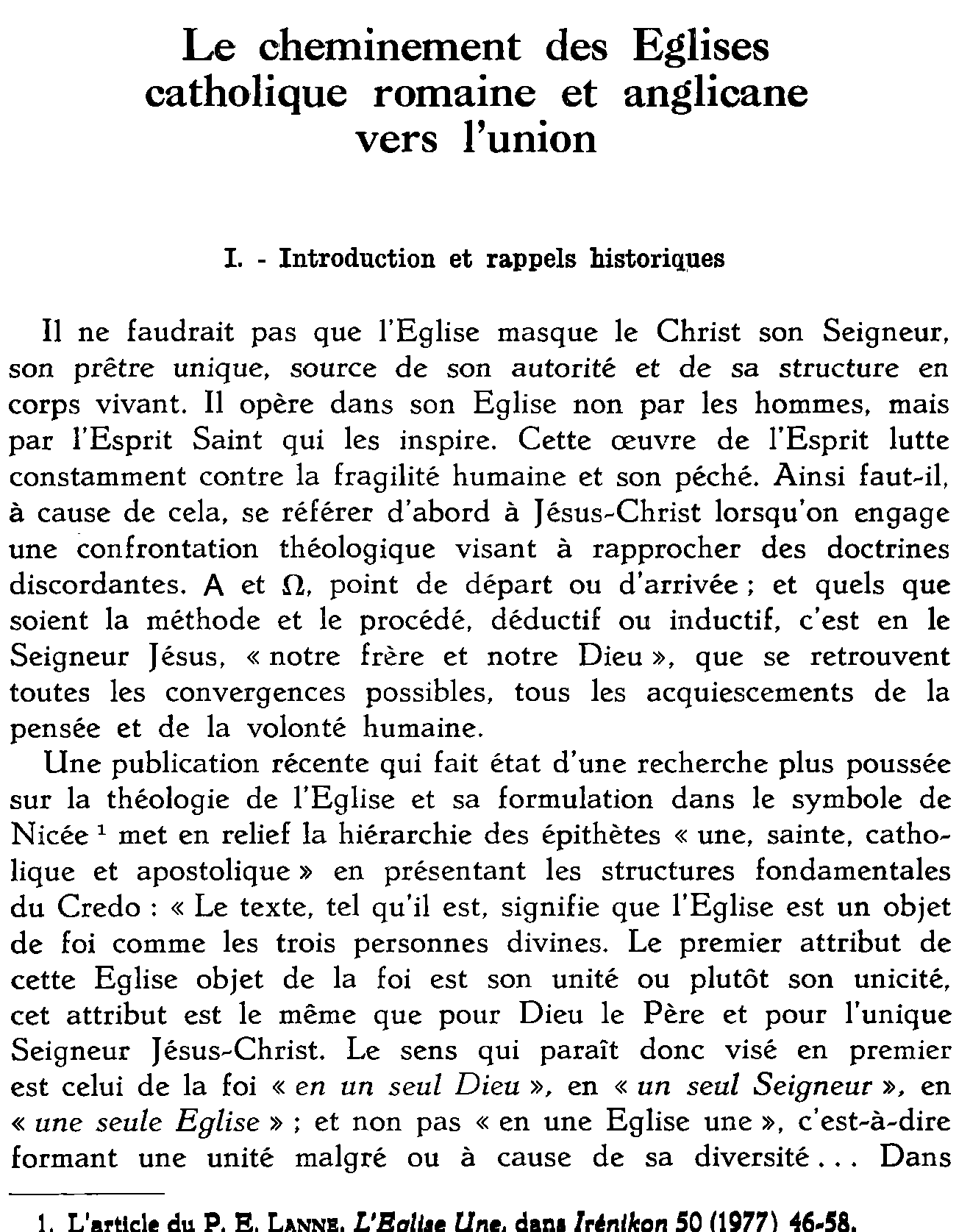 Le cheminement des Églises catholiques romaine et anglicane vers l'union