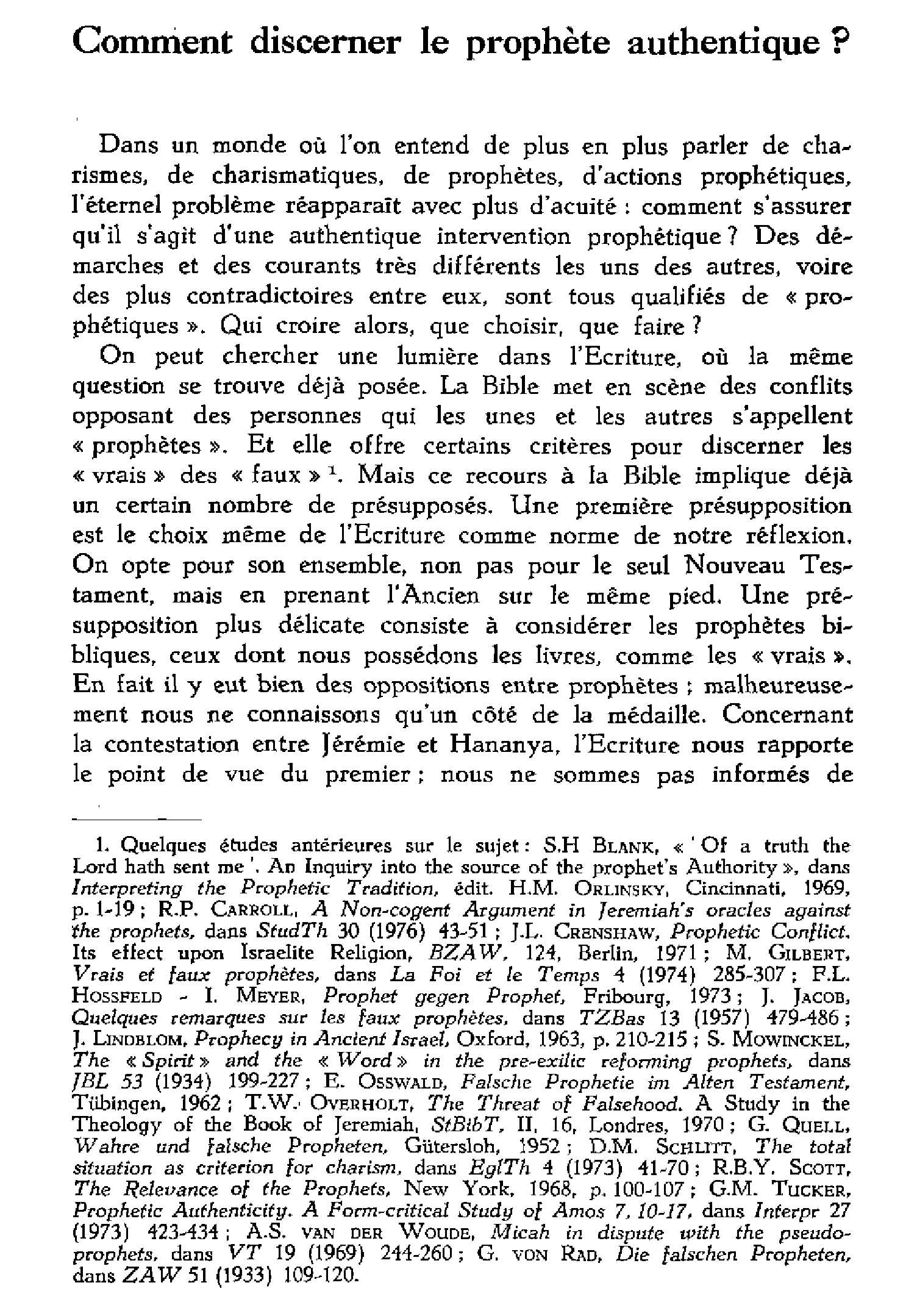 Comment discerner le prophète authentique?