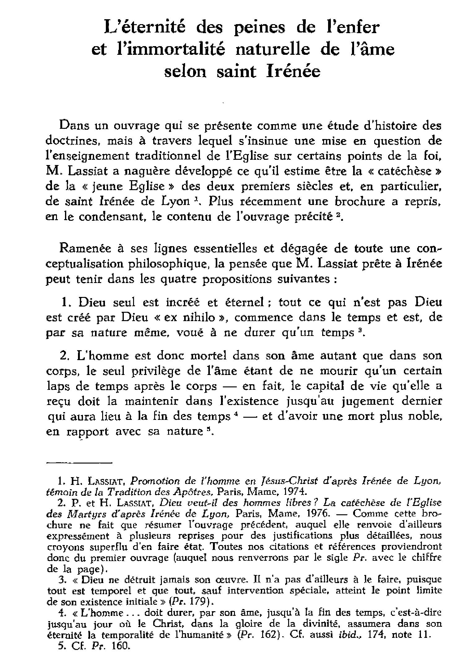 L'éternité des peines de l'enfer et l'immortalité naturelle de l'âme selon saint Irénée