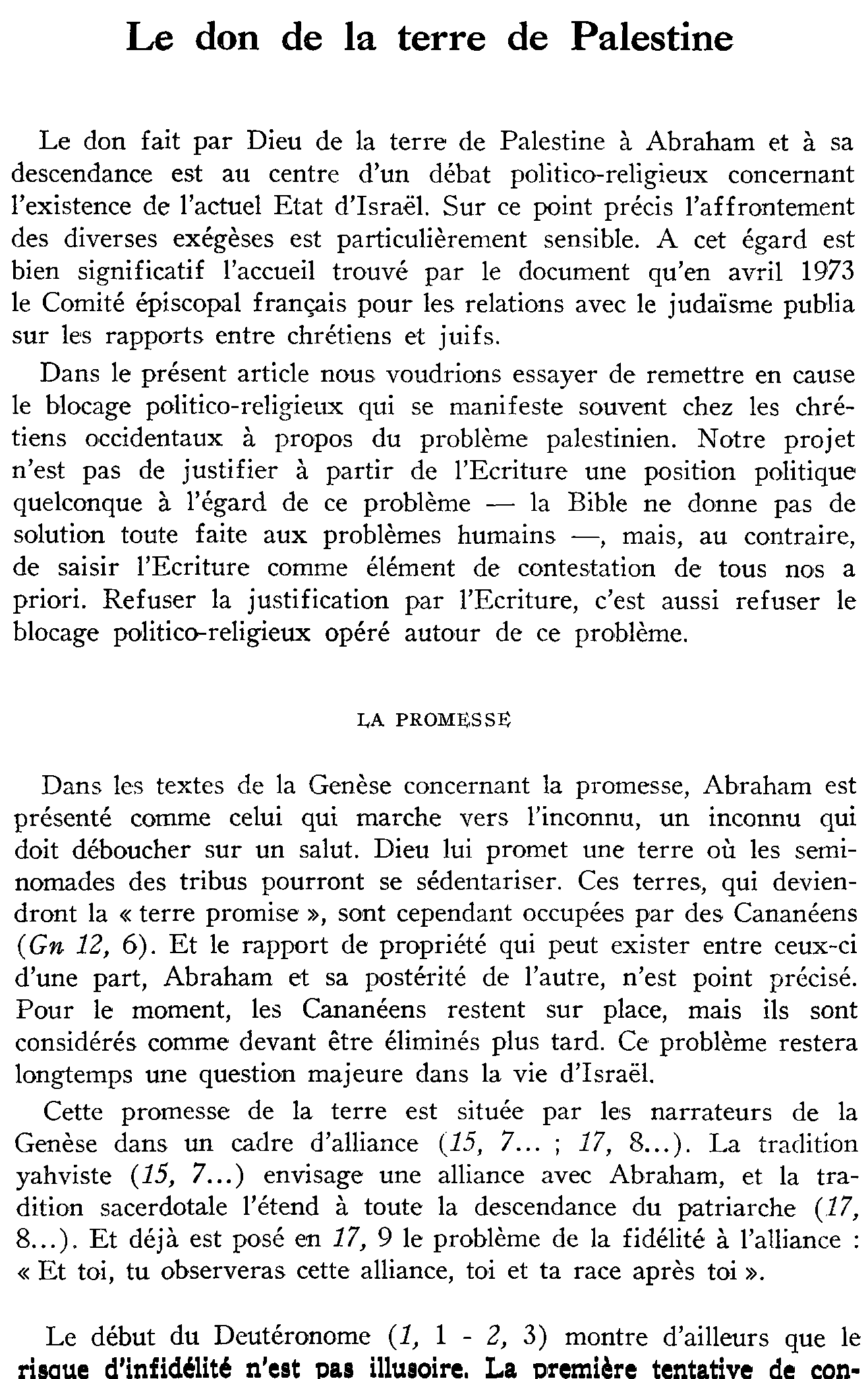 Le don de la terre de Palestine