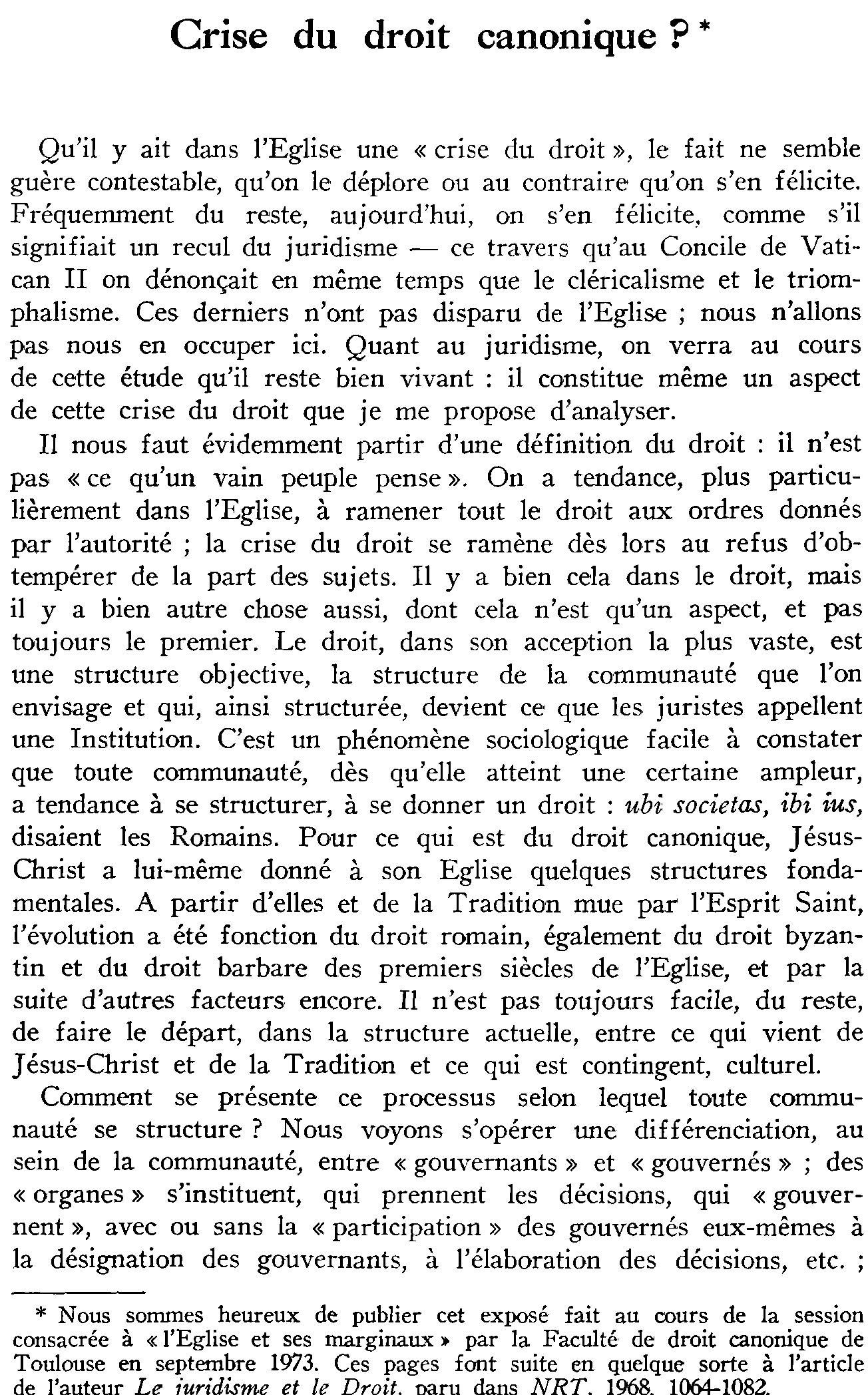 Crise du droit canonique?