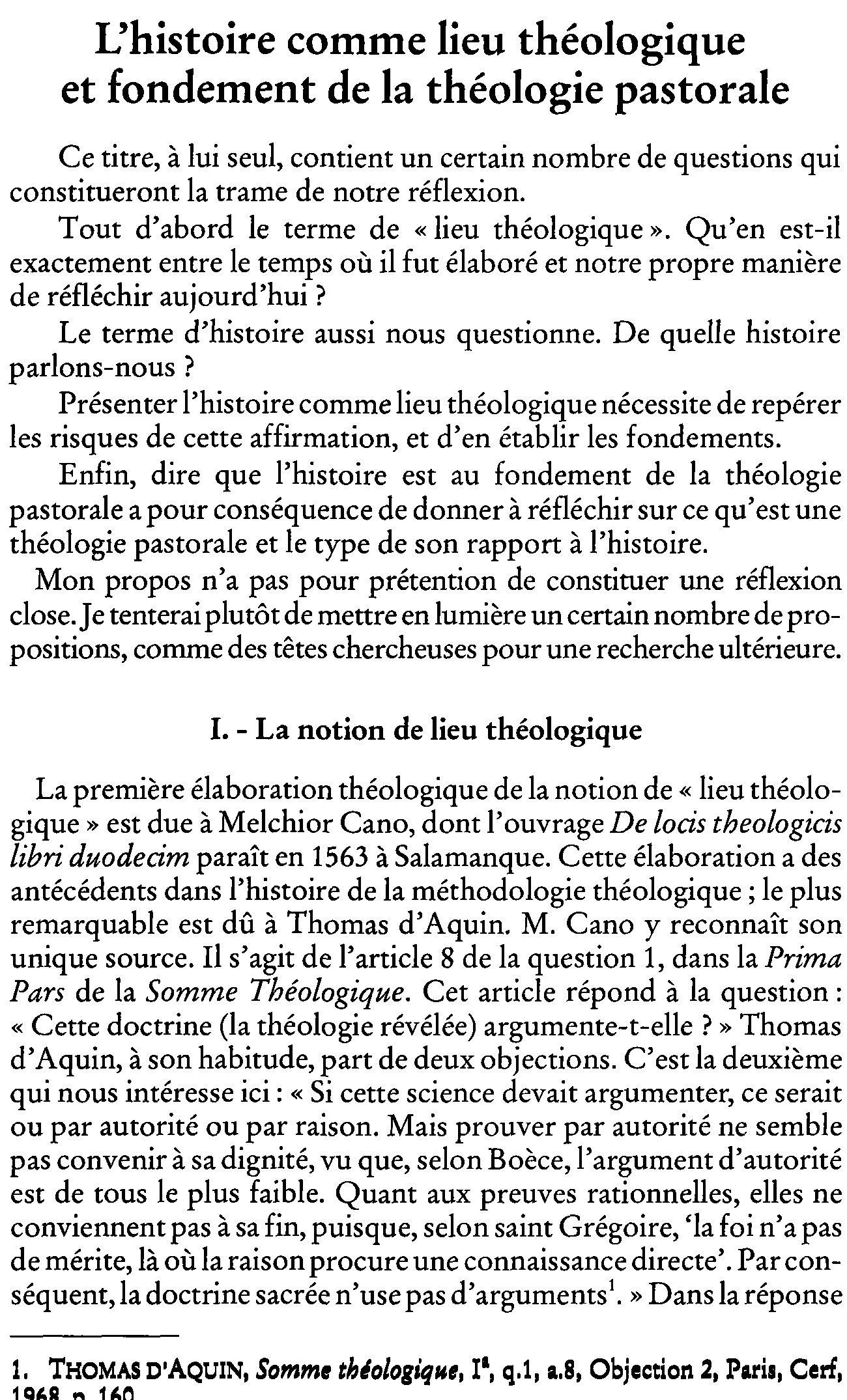 L'histoire comme lieu théologique et fondement de la théologie pastorale