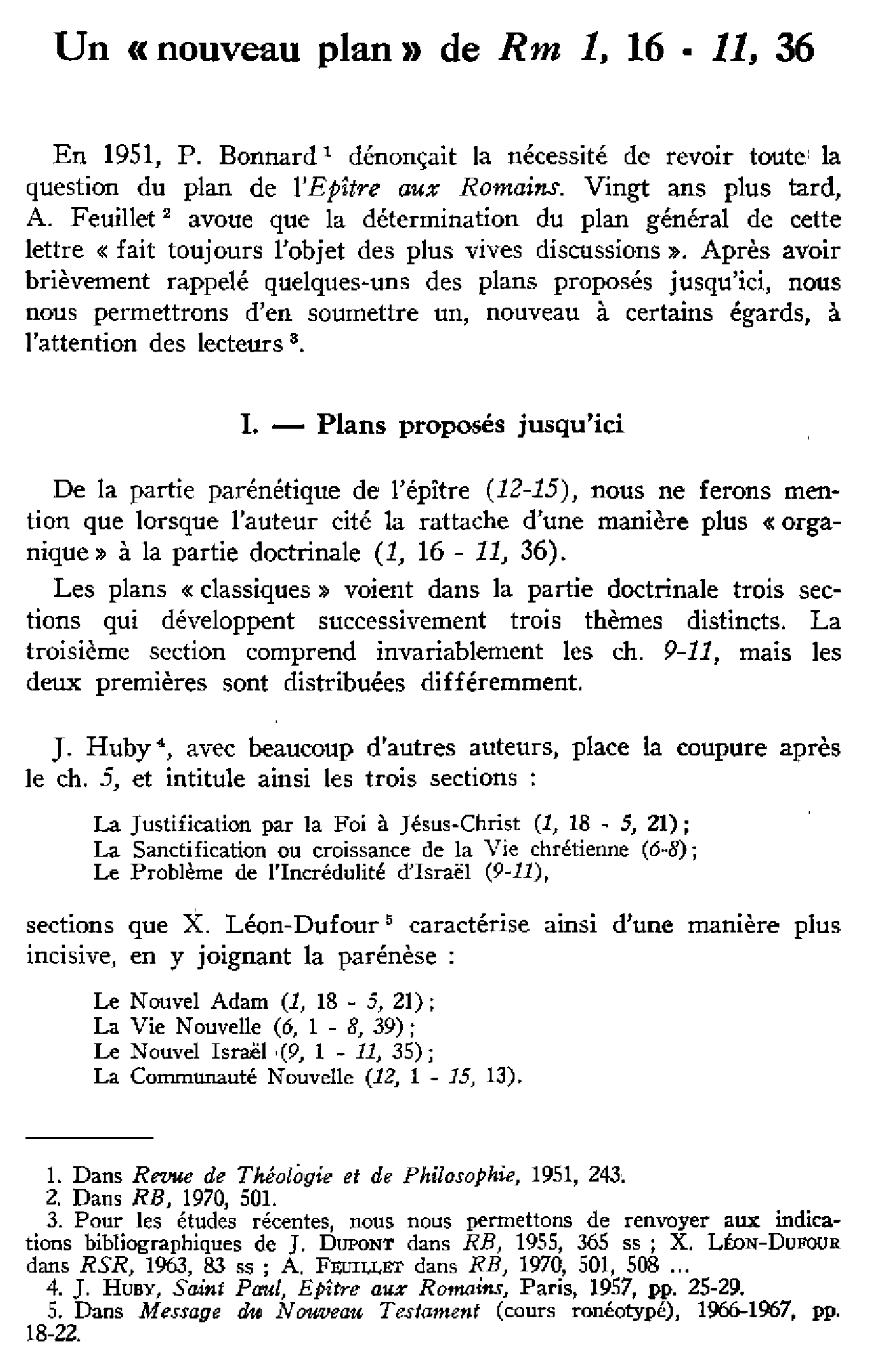 Un «nouveau plan» de Romain 1,16-11,16