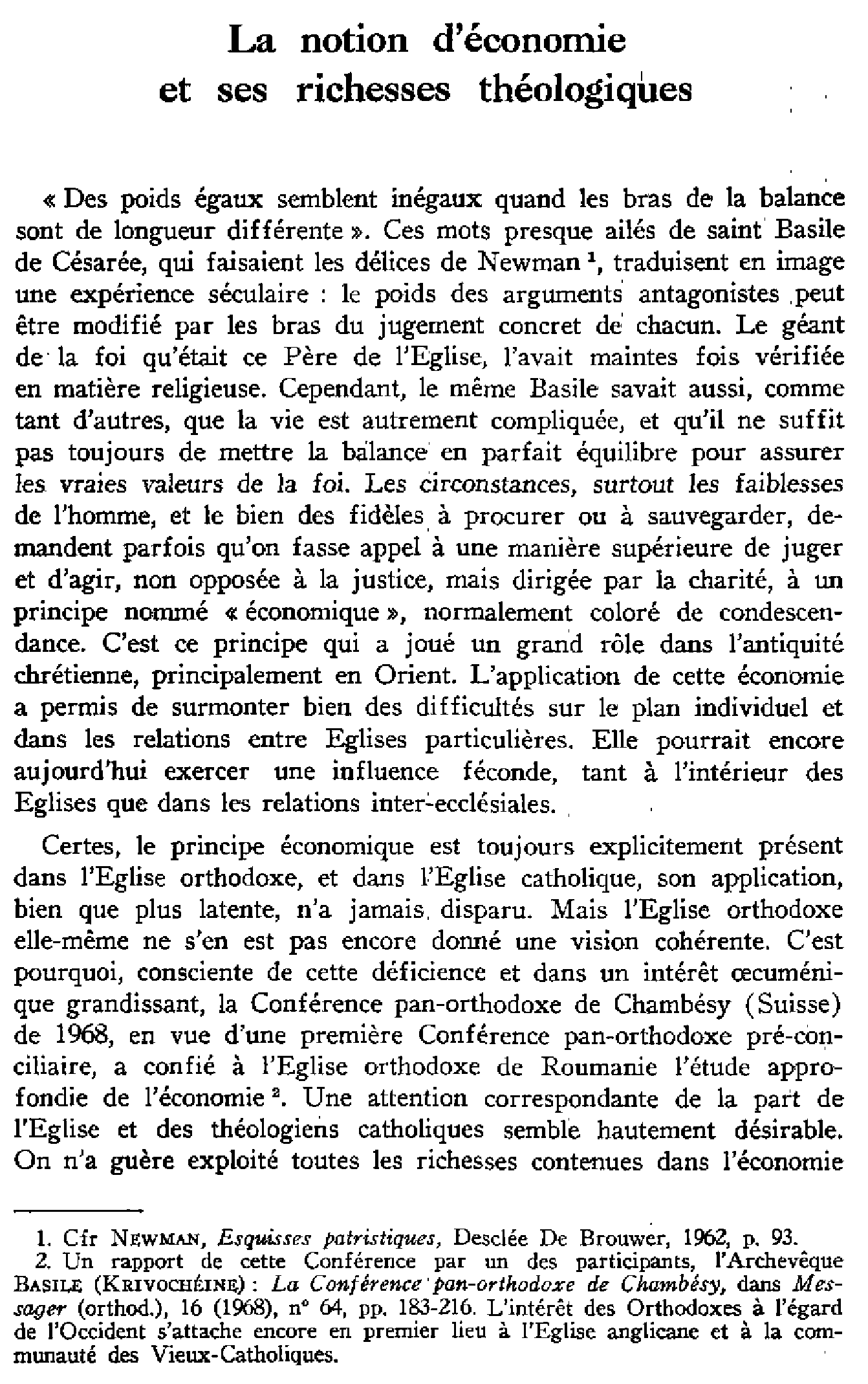 La notion d'économie et ses richesses théologiques