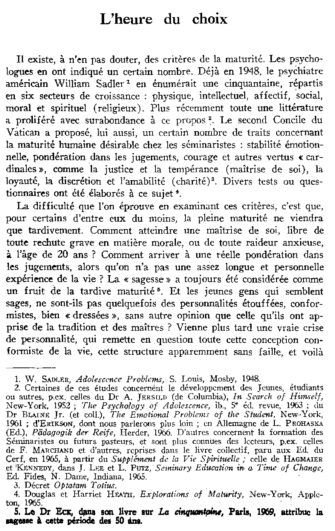 L'heure du choix