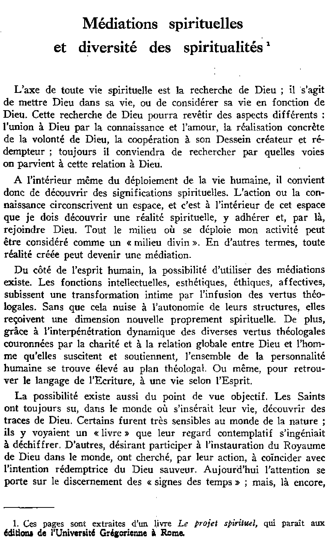 Médiations spirituelles et diversité des spiritualités