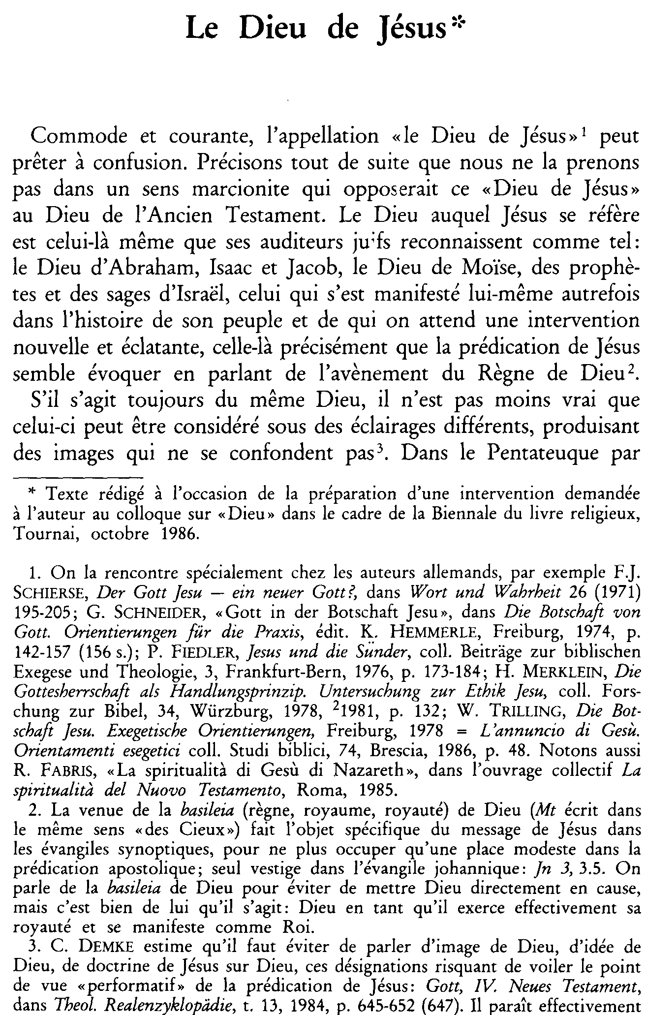 Le Dieu de Jésus