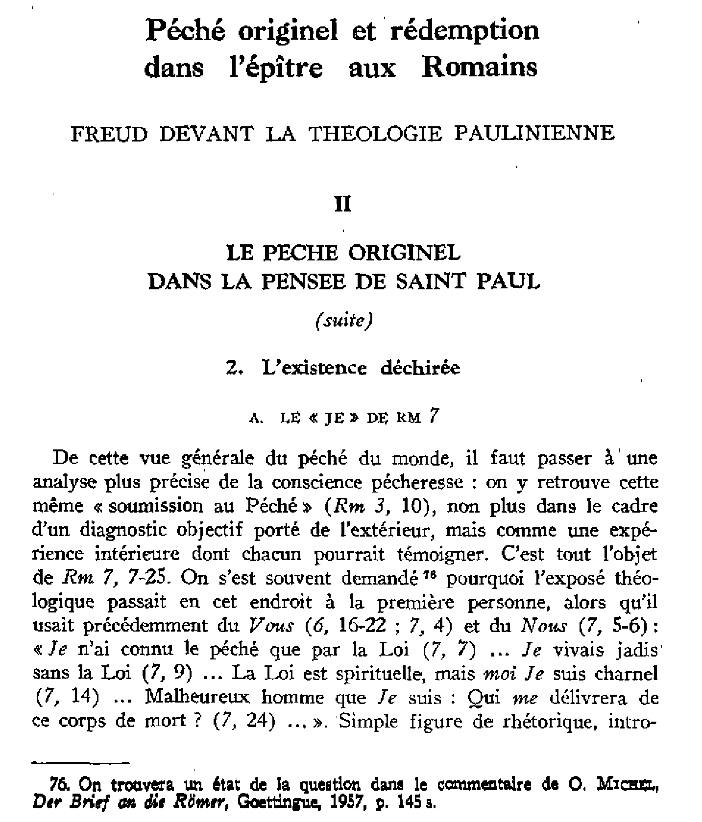 Péché originel et rédemption dans l'épître aux Romains. Freud devant la théologie paulinienne (II)