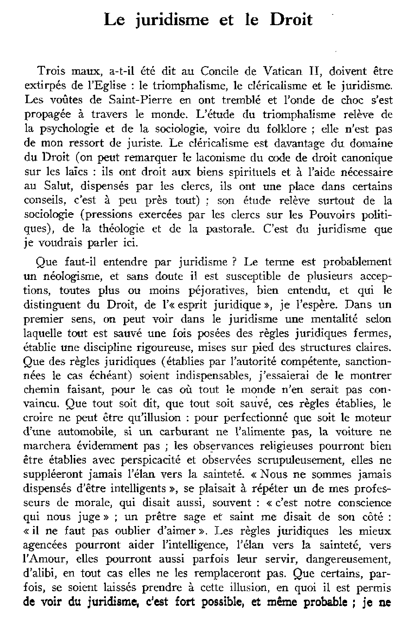 Le juridisme et le Droit