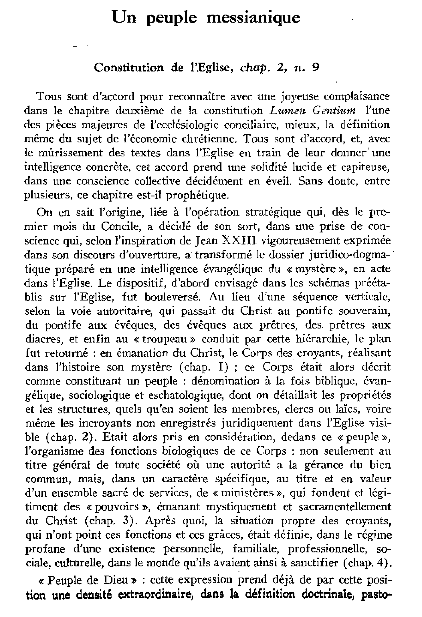 Un peuple messianique (Lumen gentium 2,9)