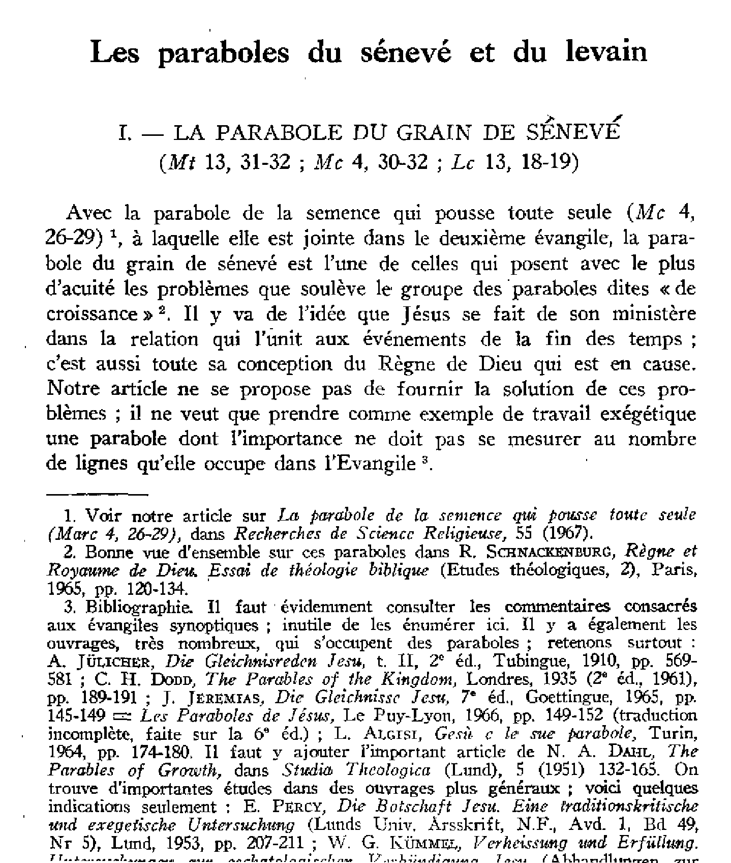Les paraboles du sénevé et du levain