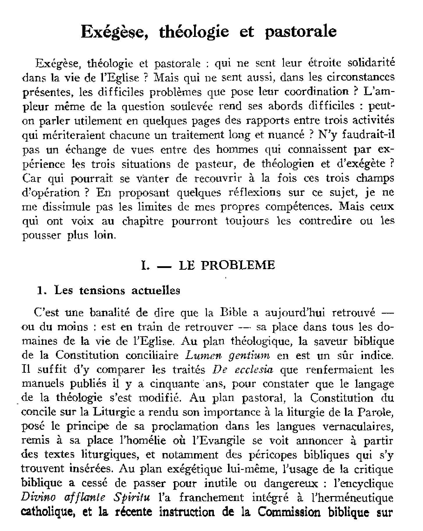 Exégèse, théologie et pastorale (à suivre)