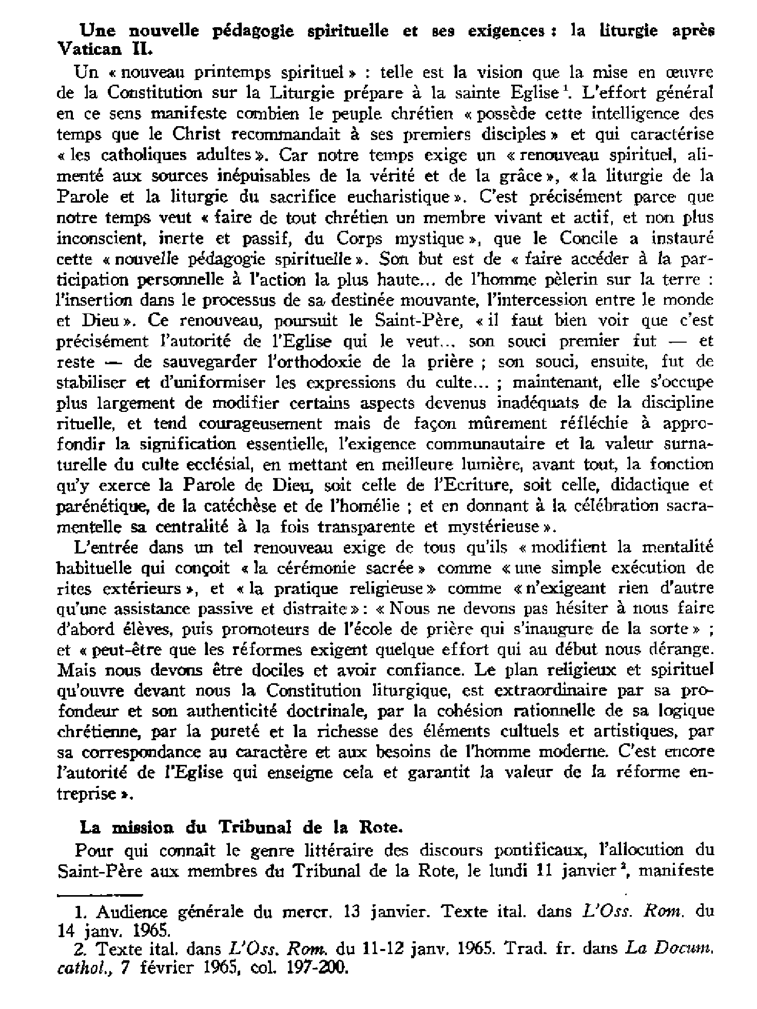 À travers les discours de Paul VI