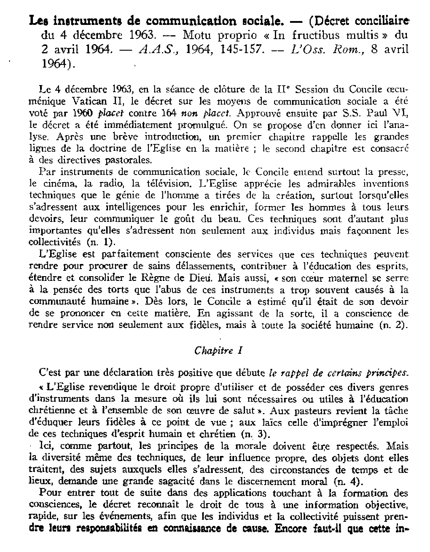 Les instruments de communication sociale