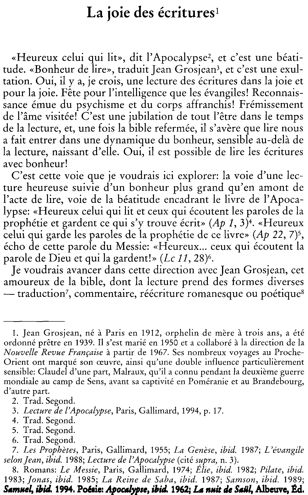 La joie des écritures