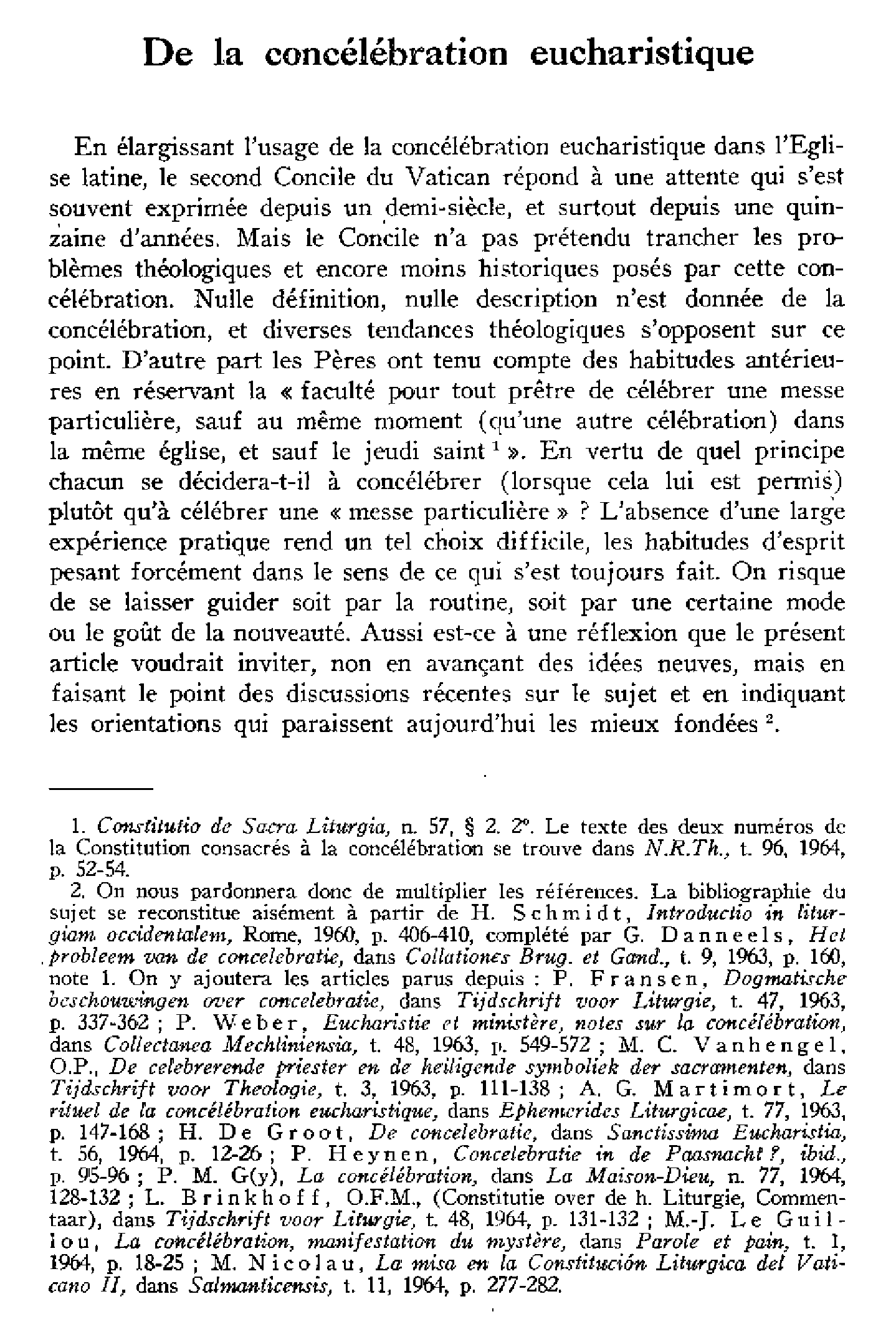 De la concélébration eucharistique