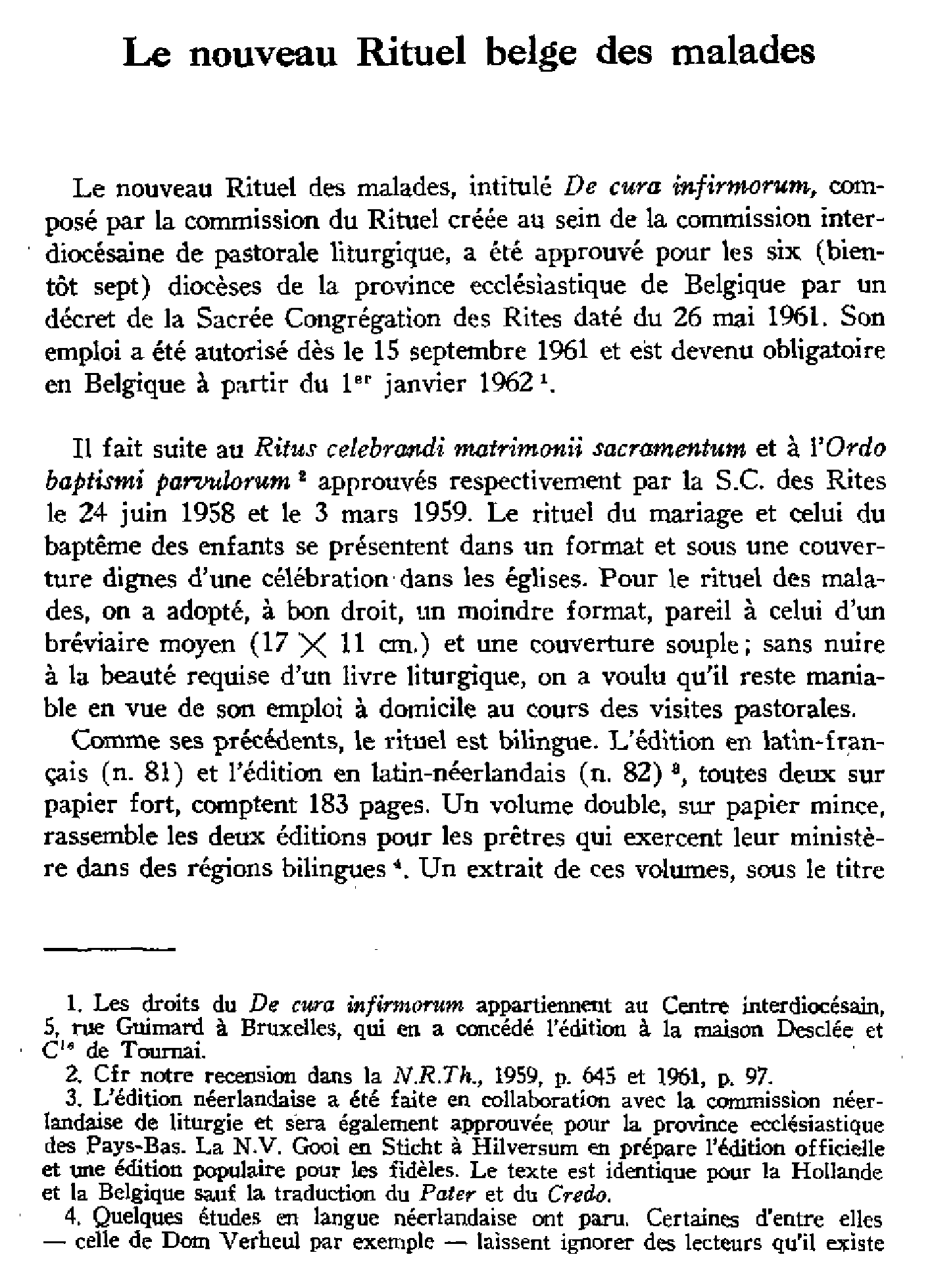 Le nouveau Rituel belge des malades