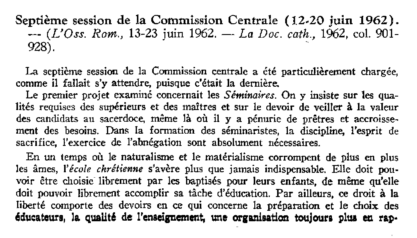 Septième session de la Commission Centrale