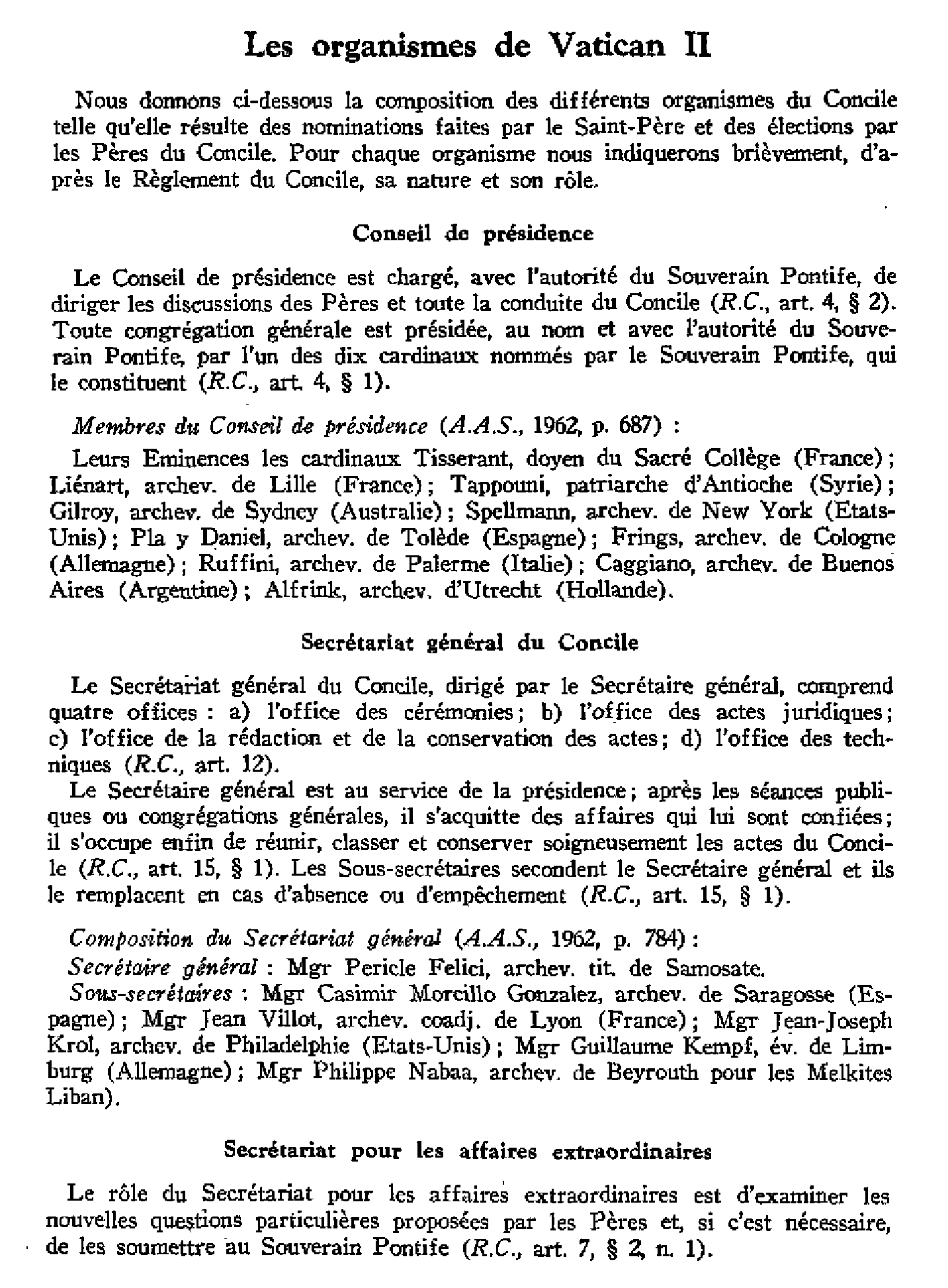 Les organismes de Vatican II