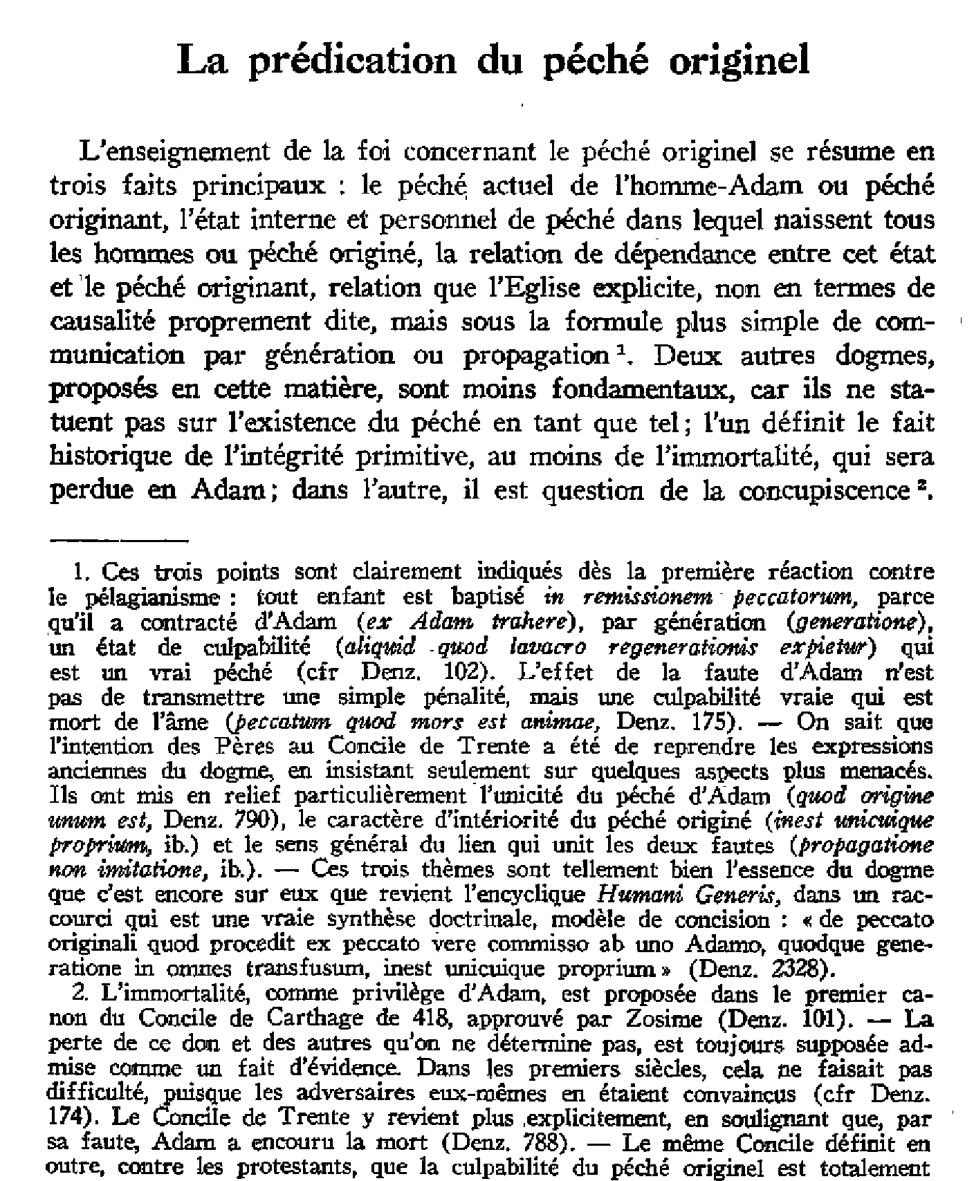 La prédication du péché originel