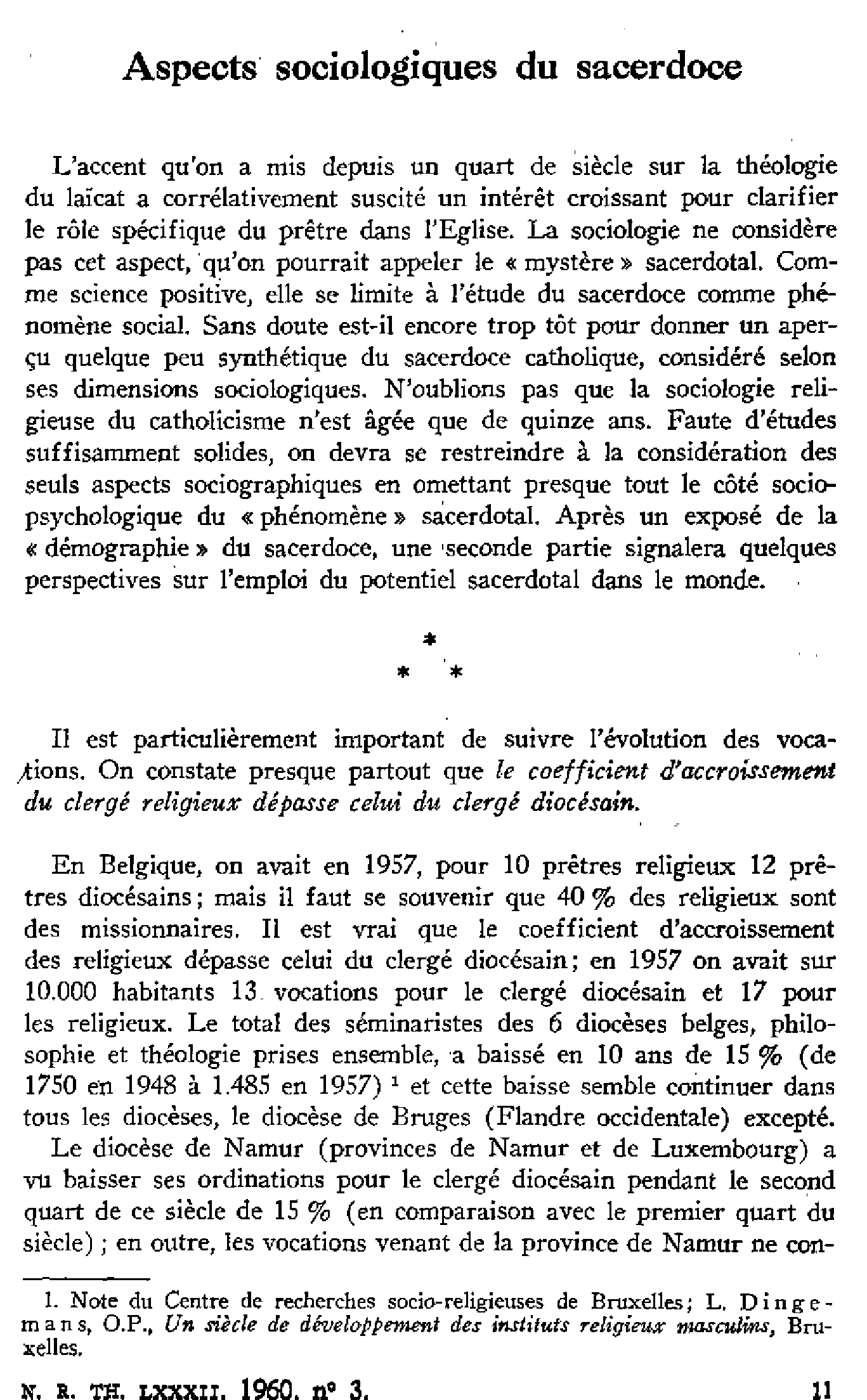 Aspects sociologiques du sacerdoce