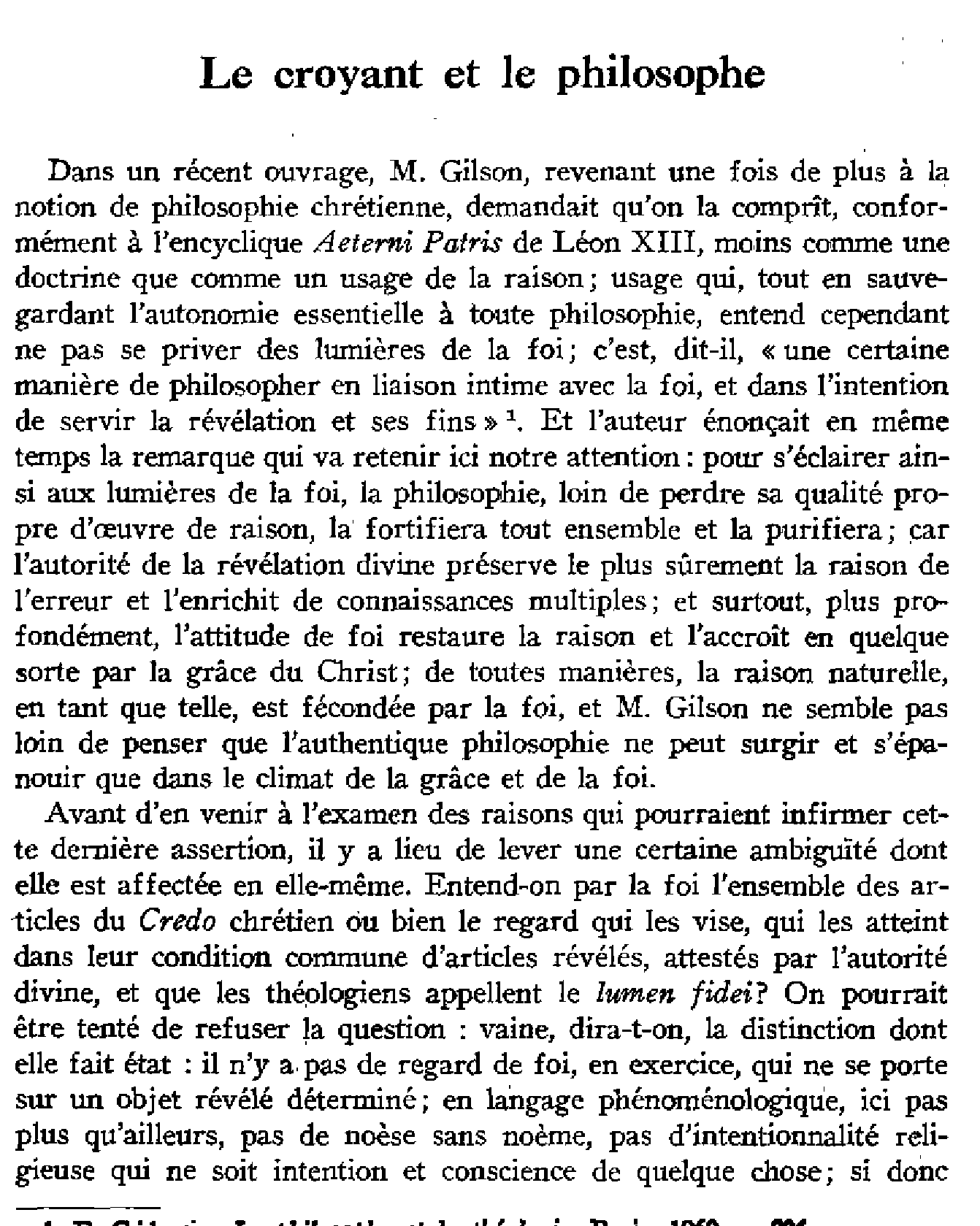 Le croyant et le philosophe