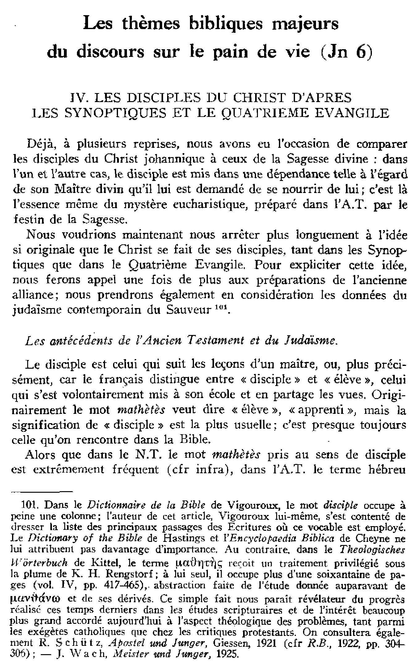Les thèmes bibliques majeurs du discours sur le pain de vie (Jean 6) - suite