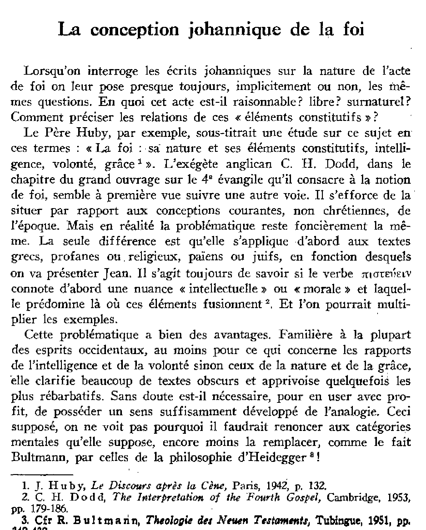 La conception johannique de la foi