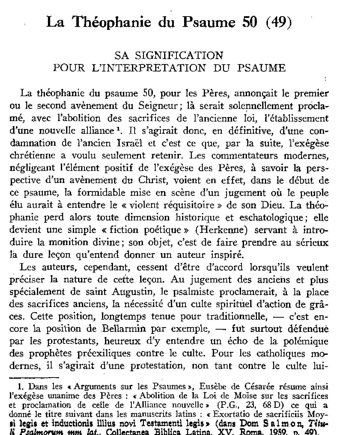 La Théophanie du Psaume 50 (49)