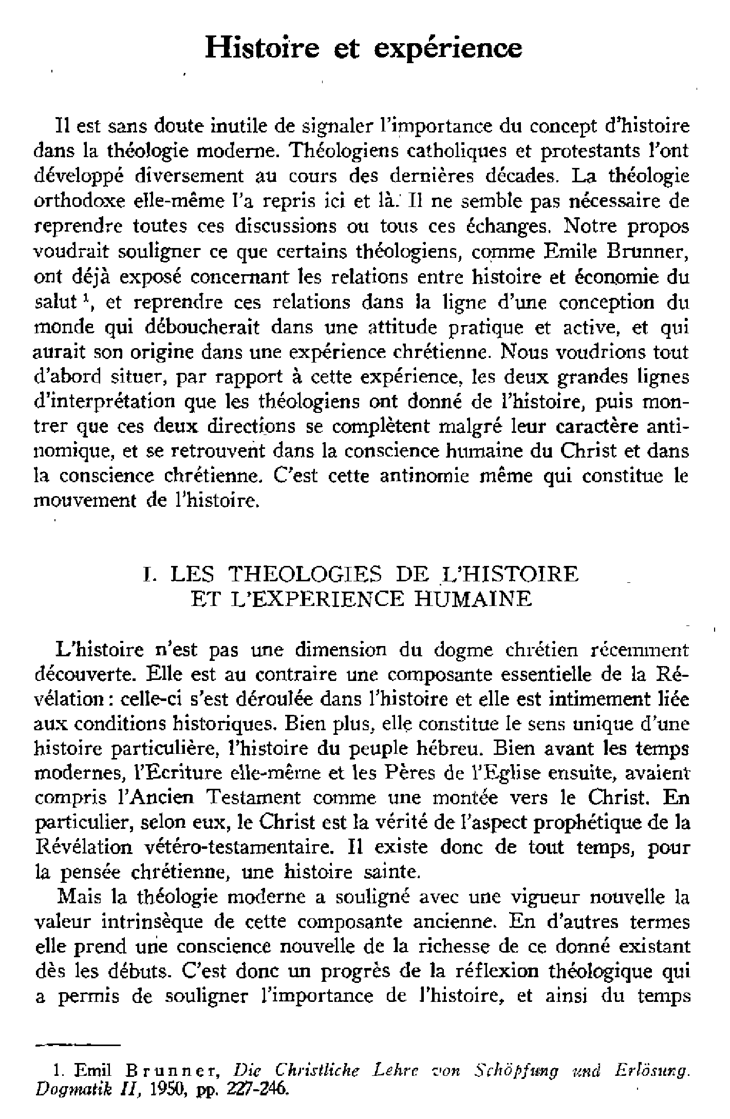 Histoire et expérience
