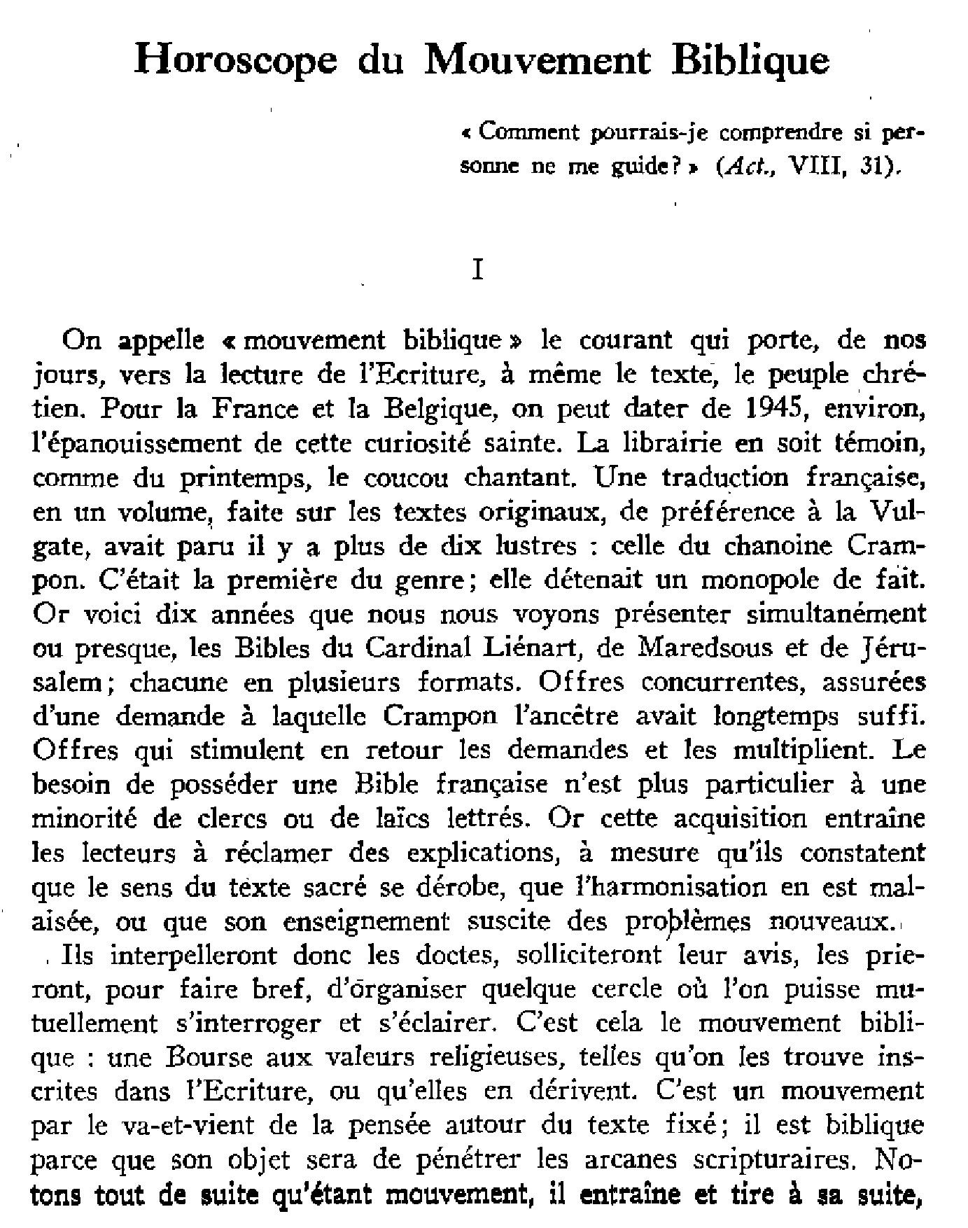 Horoscope du Mouvement Biblique