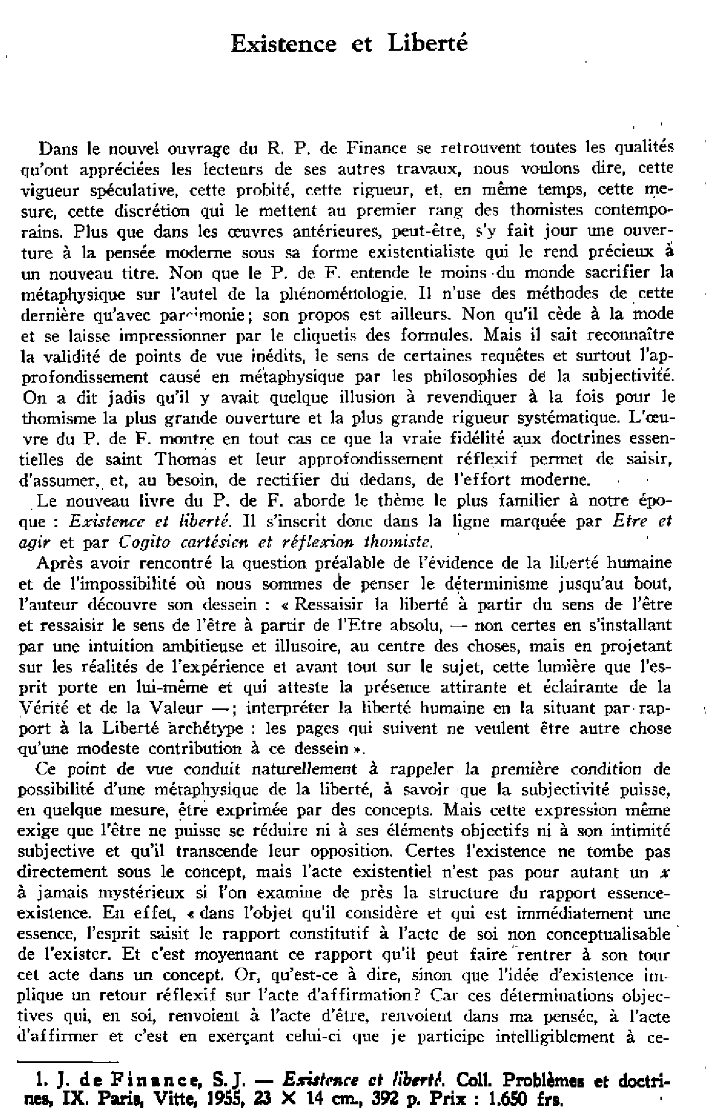 Existence et liberté