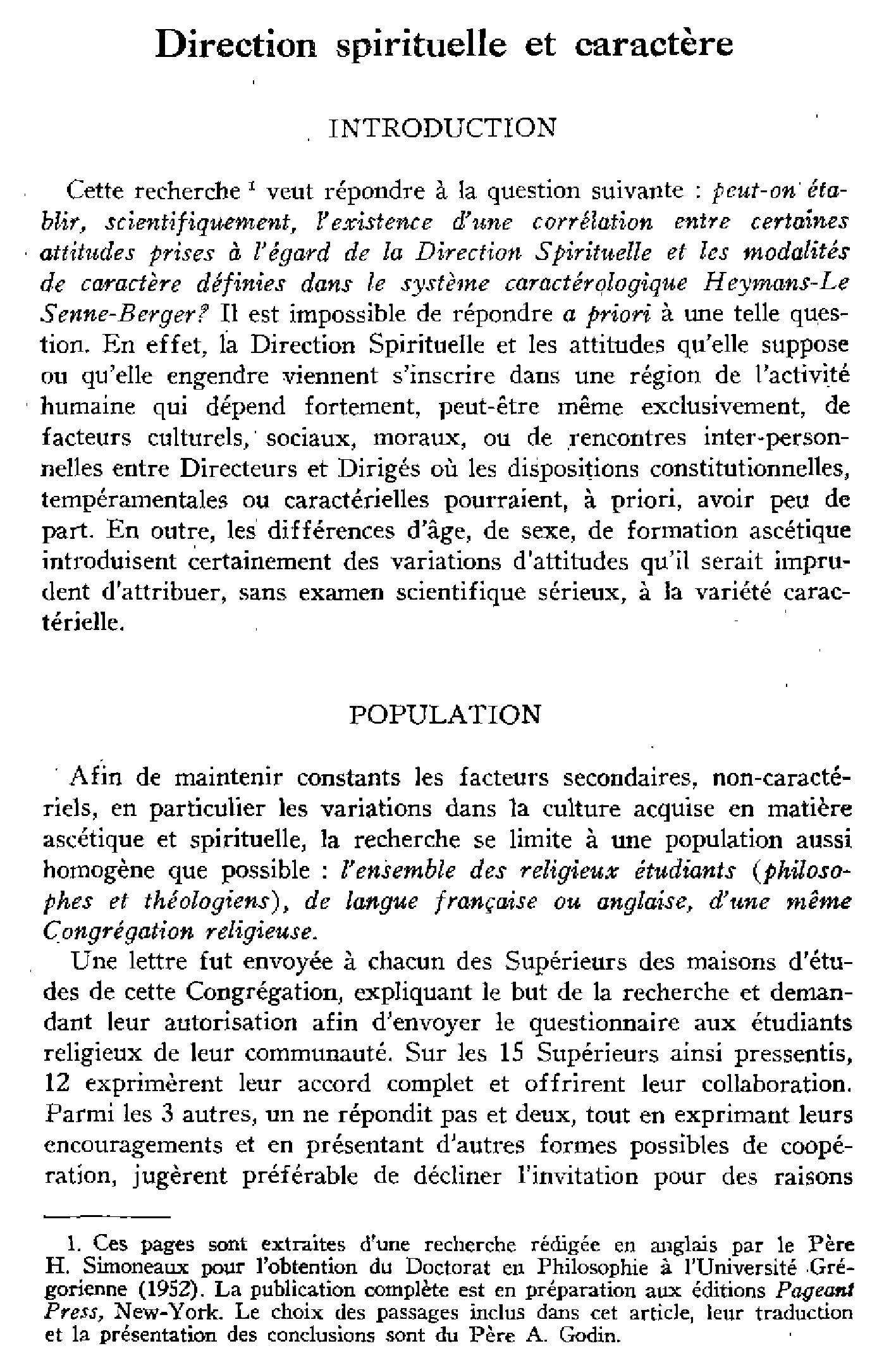 Direction spirituelle et caractère
