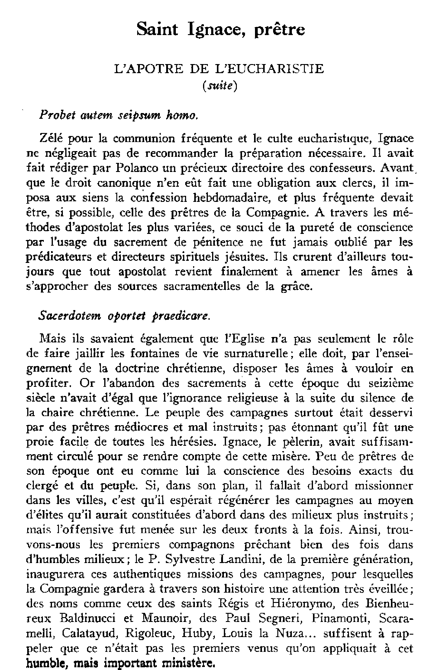 Saint Ignace, prêtre (suite)