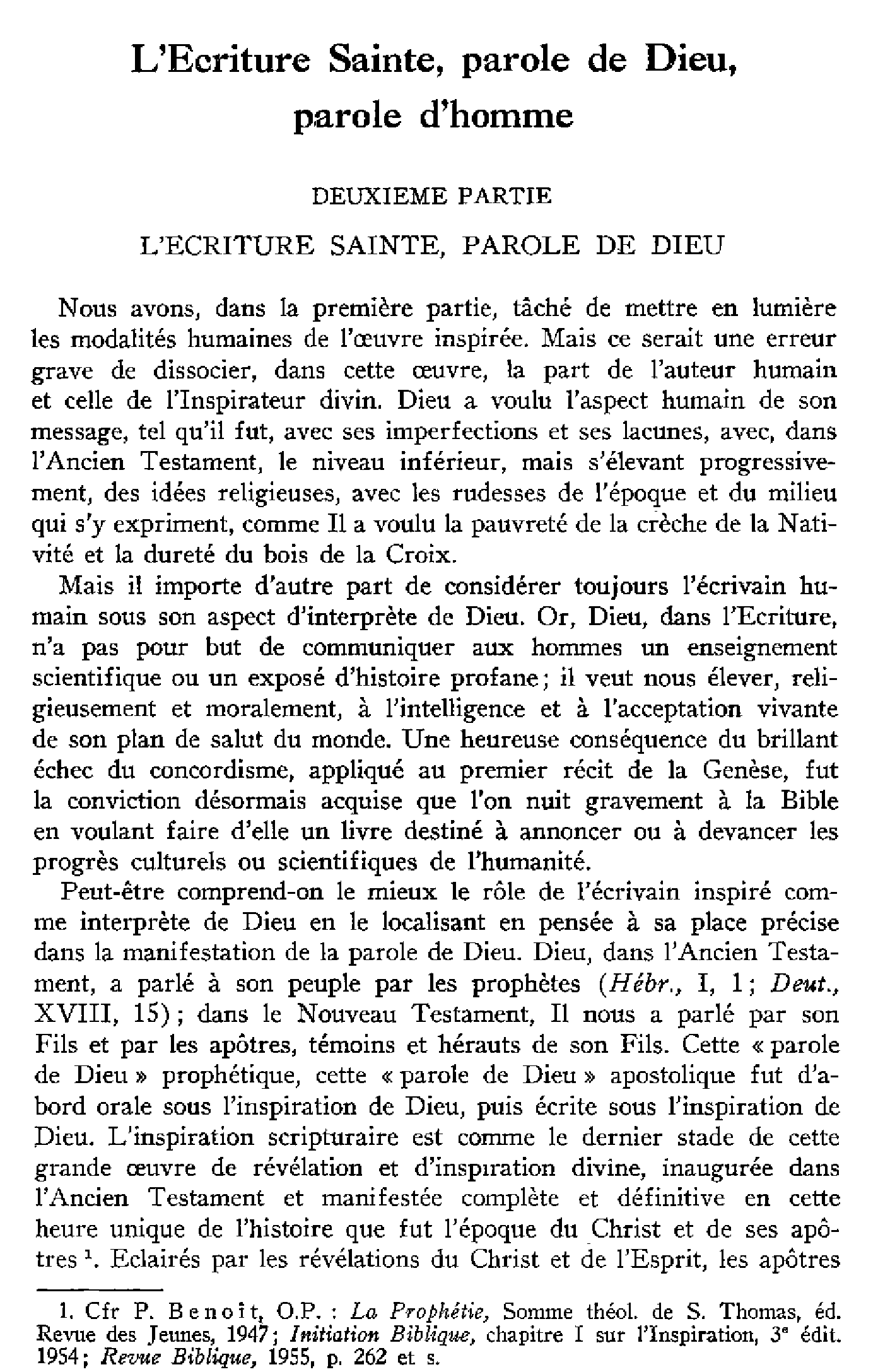 L'Écriture Sainte, parole de Dieu, parole d'homme