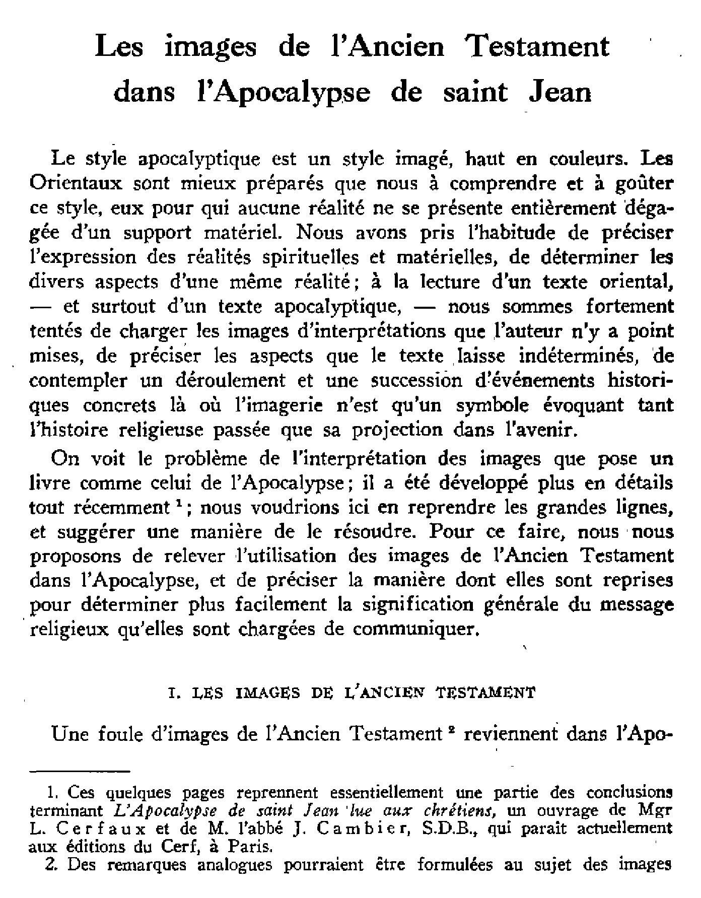 Les images de l'Ancien Testament dans l'Apocalypse de saint Jean
