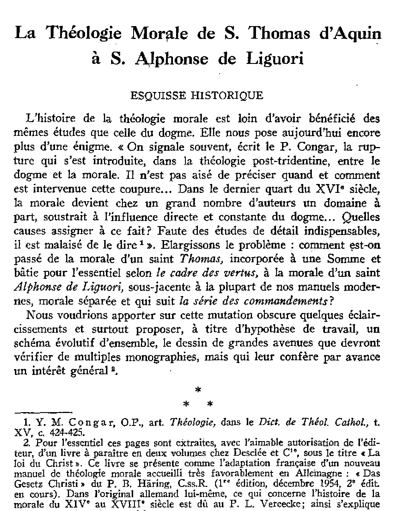 La Théologie Morale de S. Thomas d'Aquin à S. Alphonse de Liguori