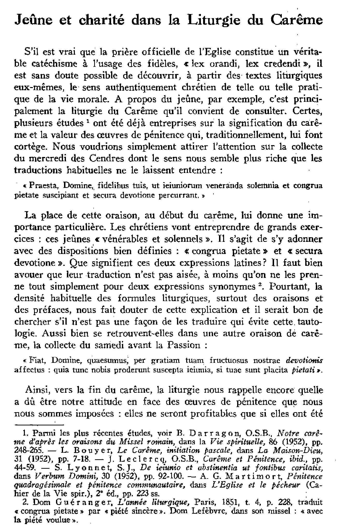 Jeûne et charité dans la liturgie du Carême