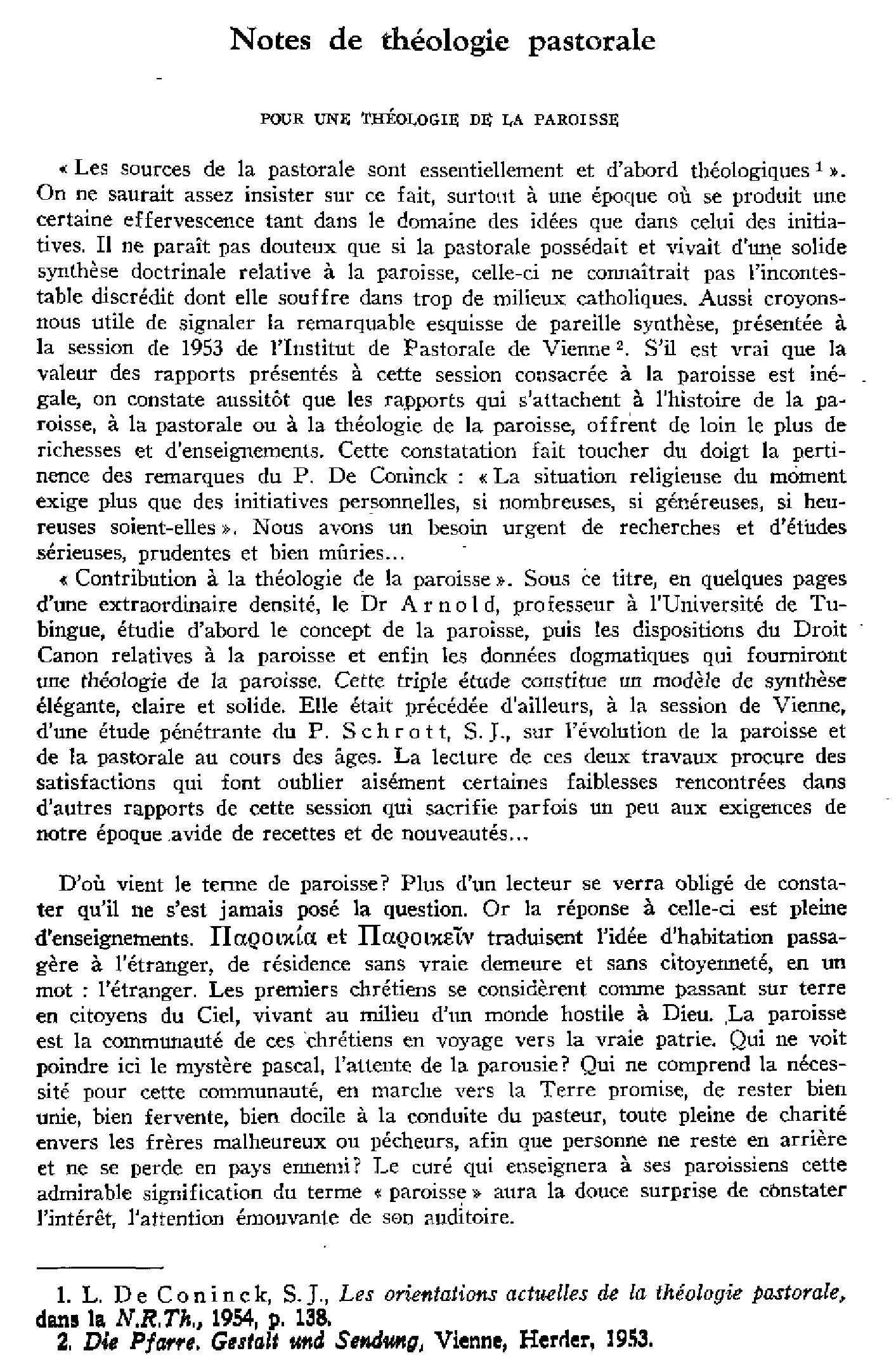 Pour une théologie de la paroisse