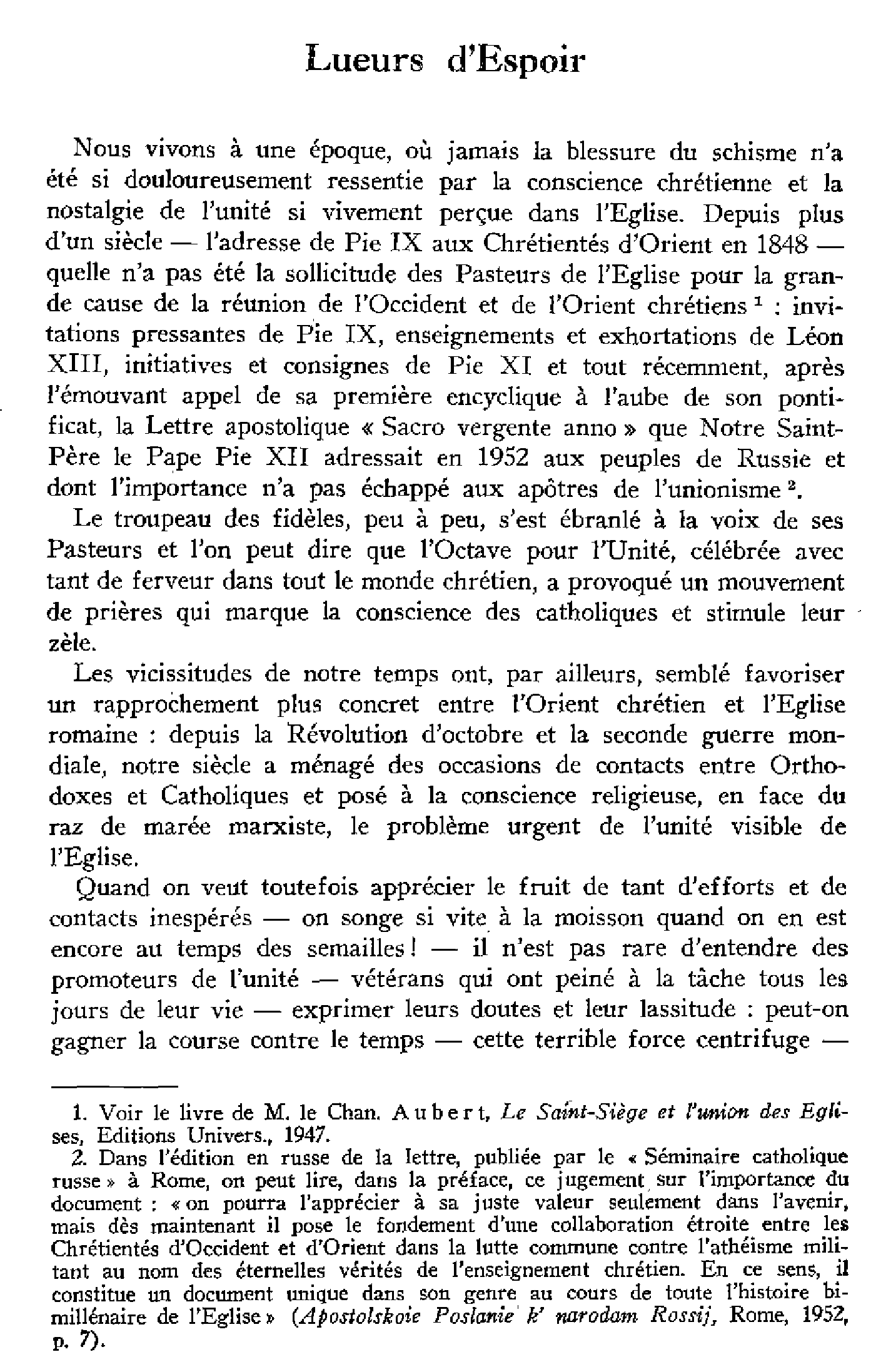 Lueurs d'espoir