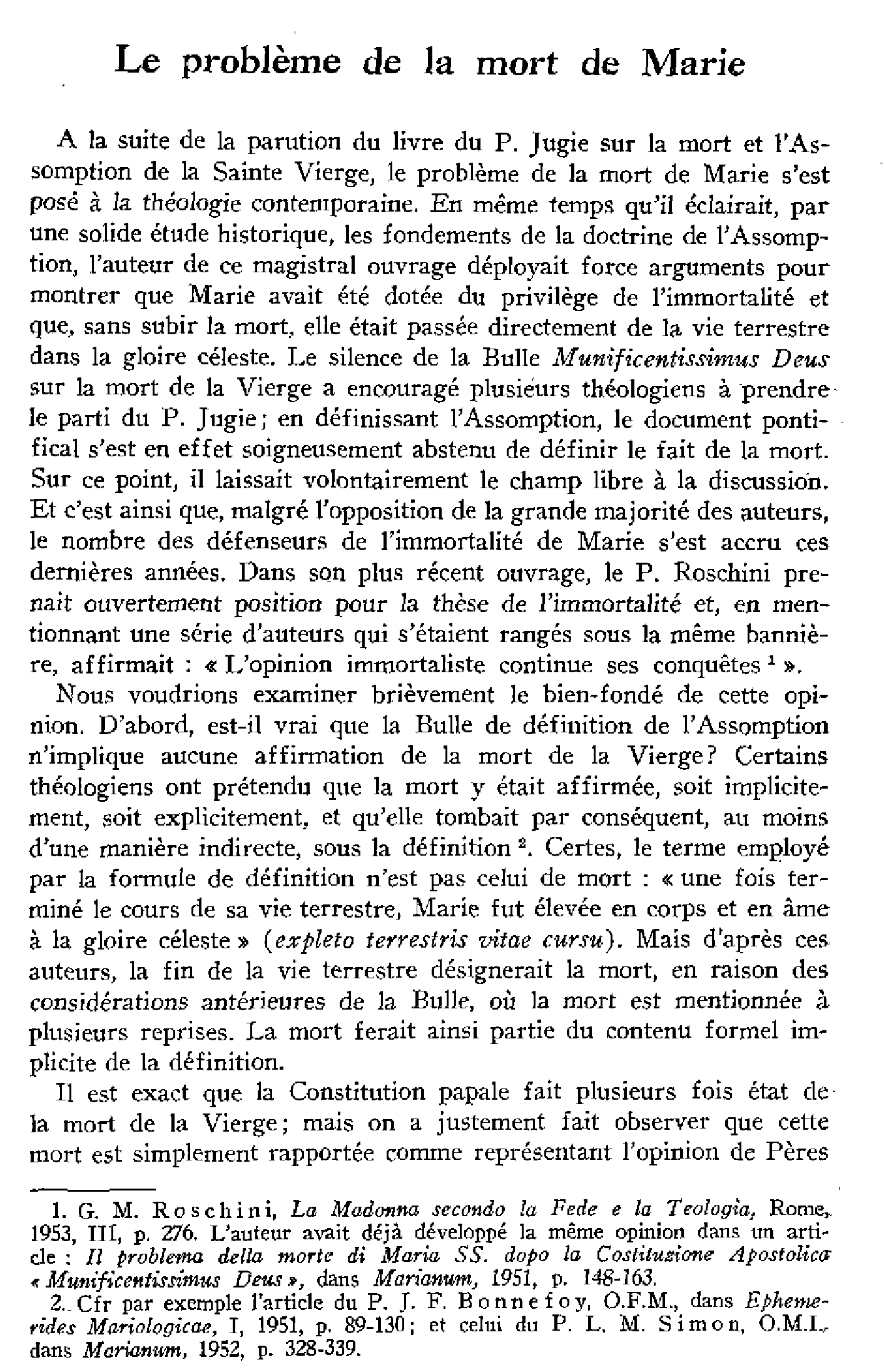 Le problème de la mort de Marie