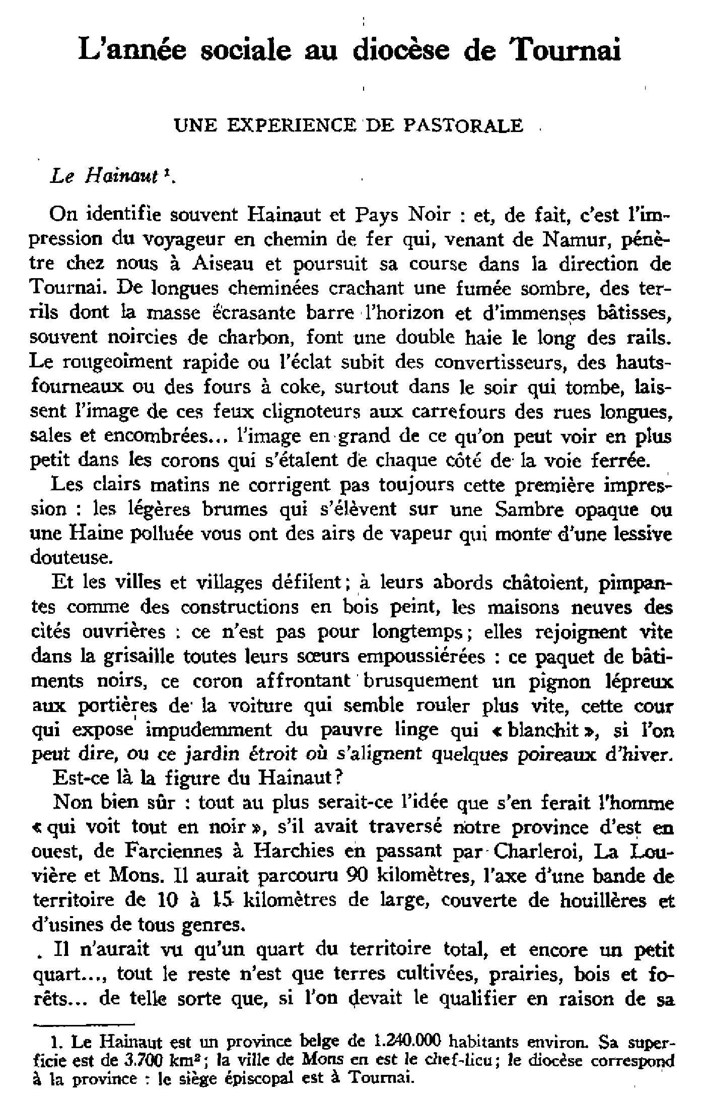 L'année sociale au diocèse de Tournai
