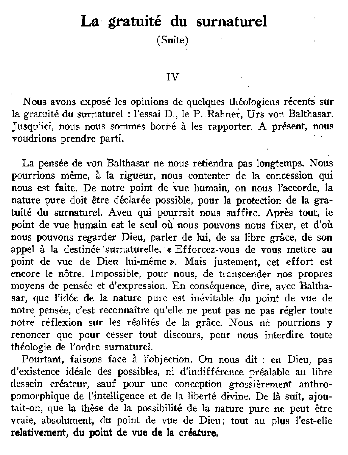 La gratuité du surnaturel