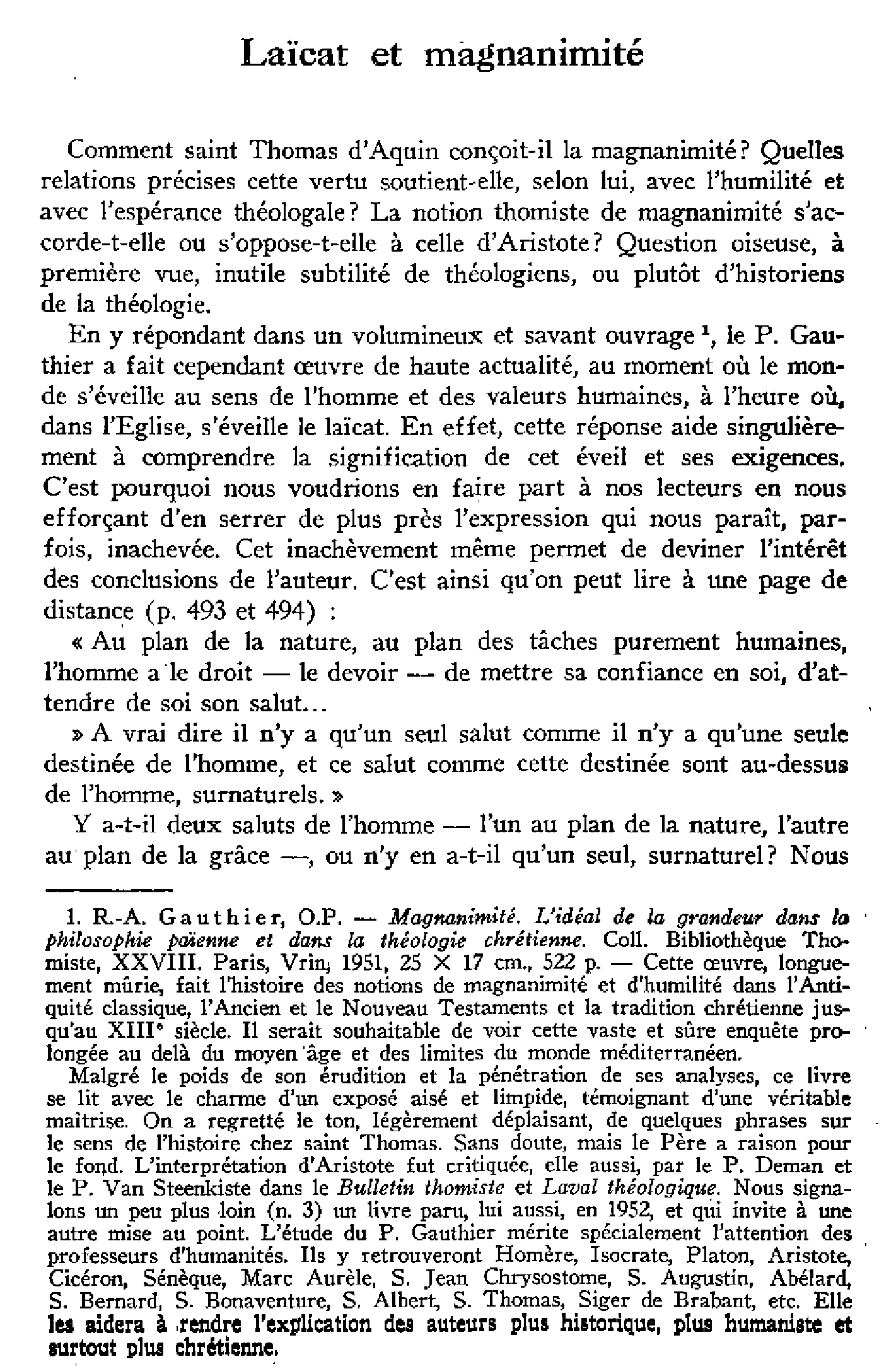 Laïcat et magnanimité