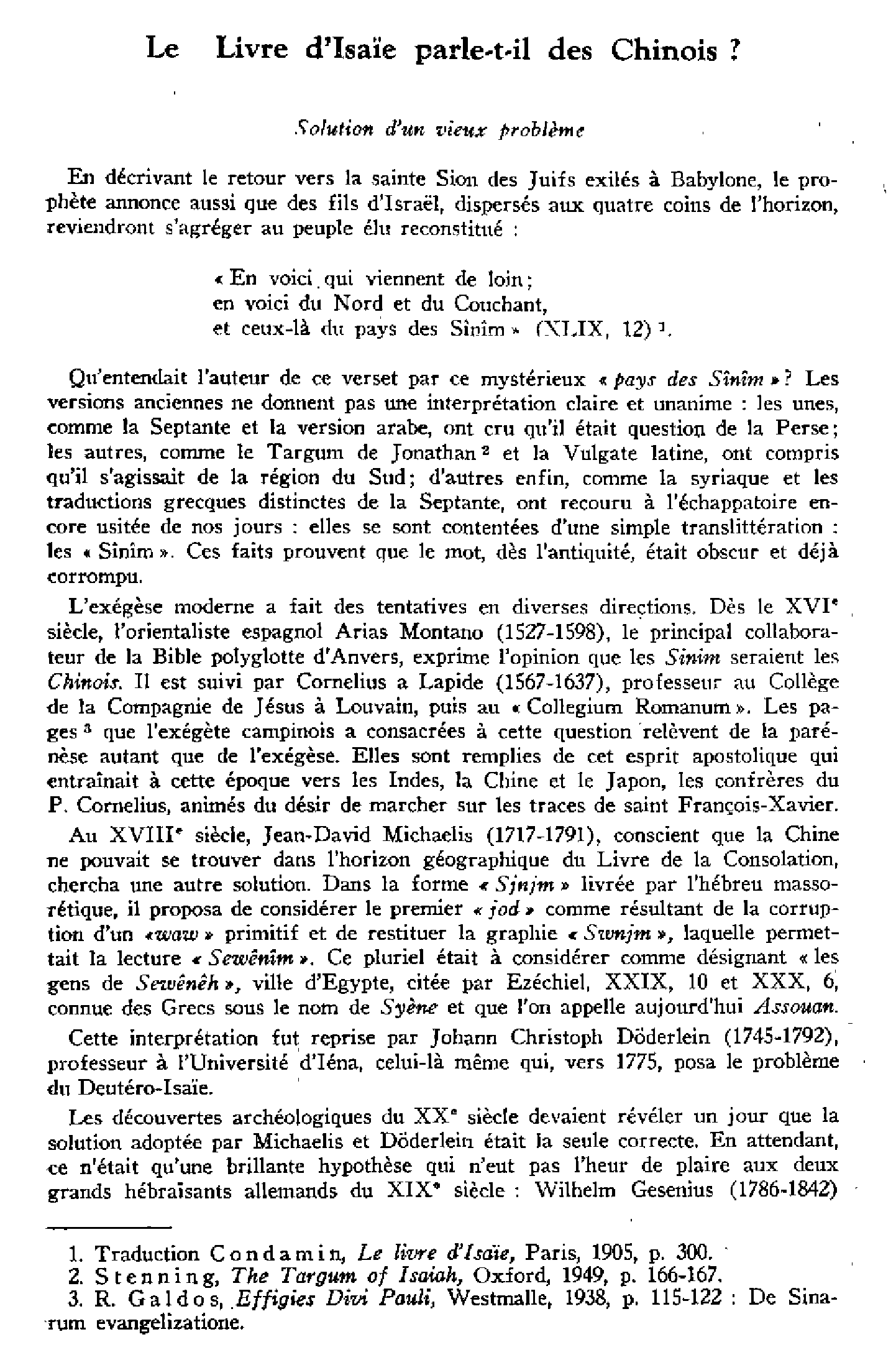 Le livre d'Isaïe parle-t-il des Chinois ?