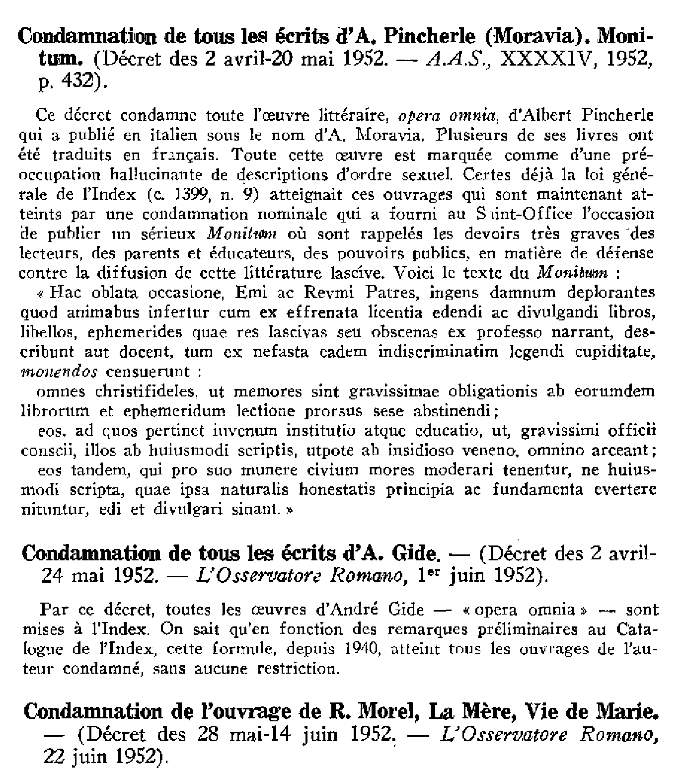 Commission d'interprétation du Code : réponses à plusieurs doutes proposés (26 mars 1952)