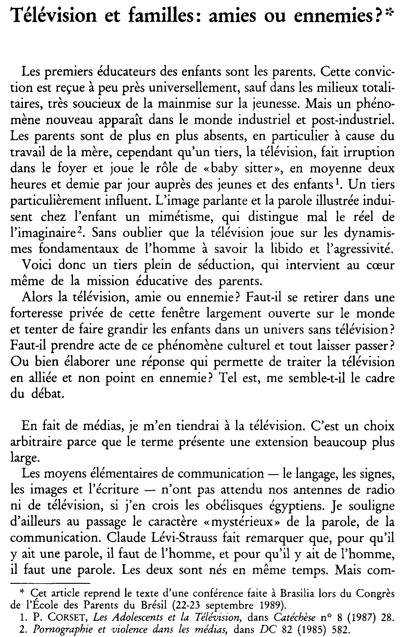 Télévision et familles: amies ou ennemies?