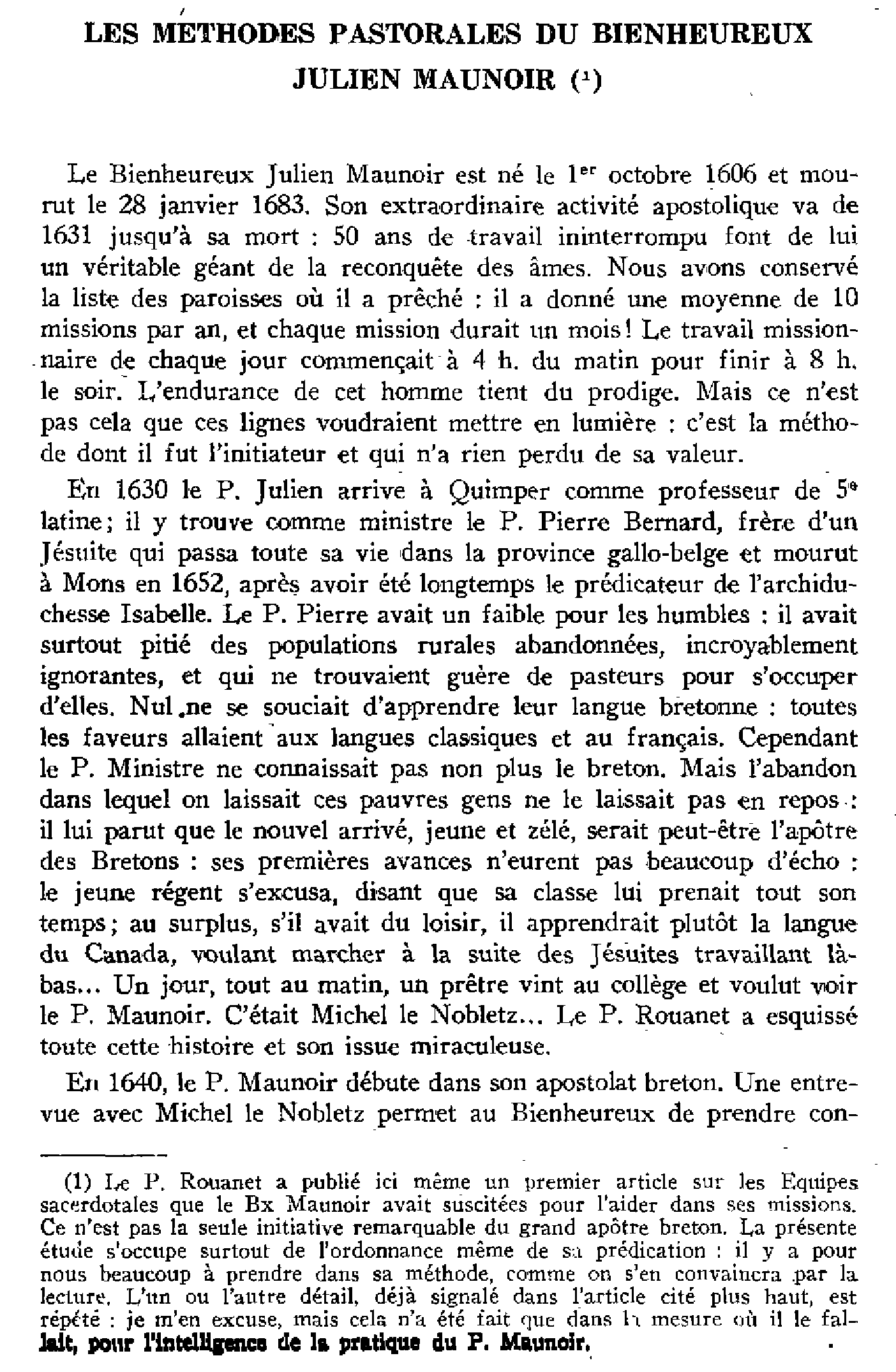 Les méthodes pastorales du bienheureux Julien Maunoir