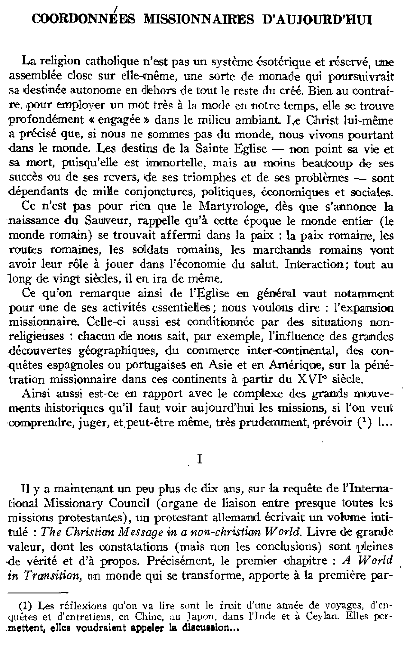 Coordonnées missionnaires d'aujourd'hui